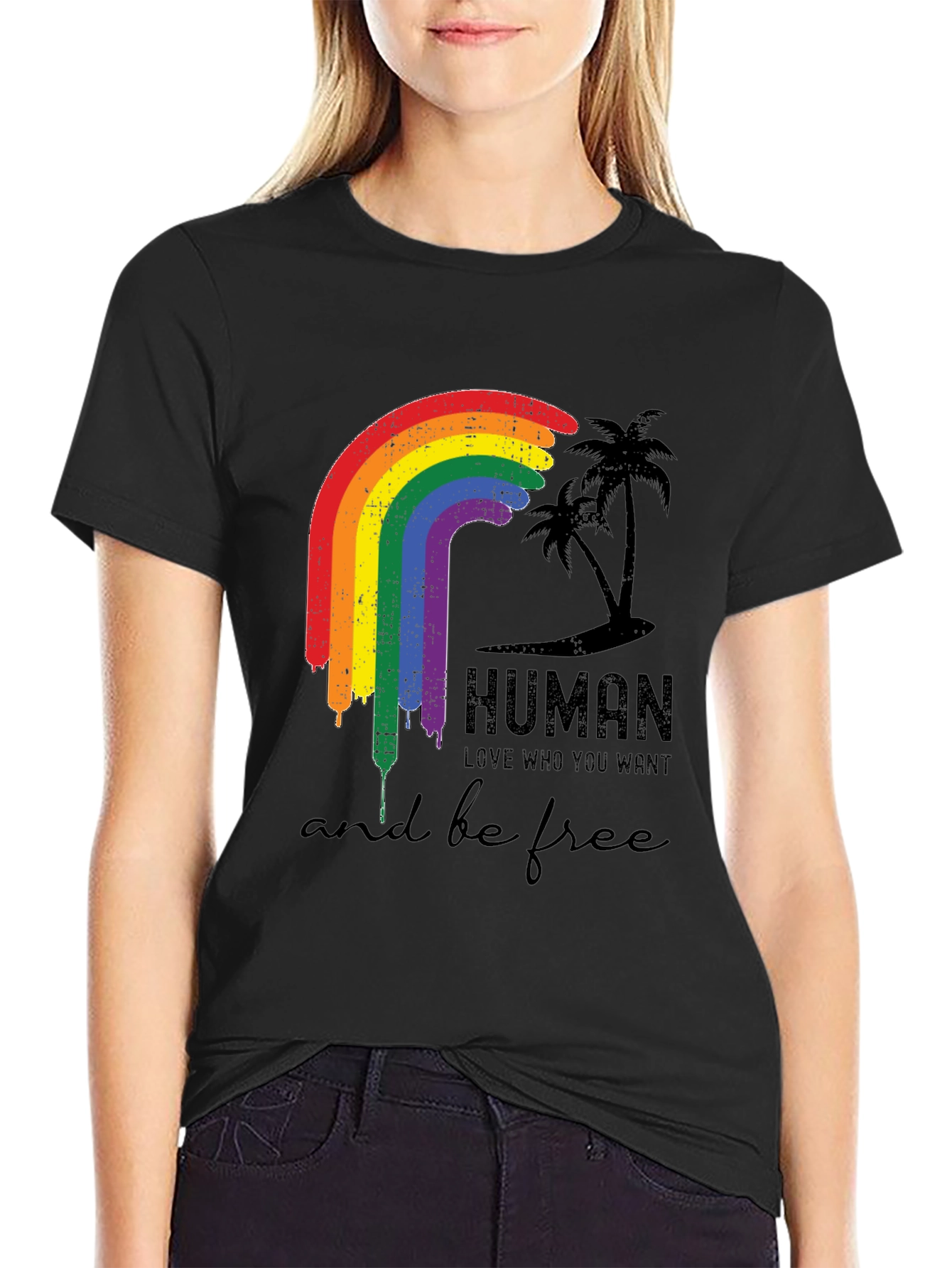 Human Pride LGBTQ Rainbow Graphic T-Shirt