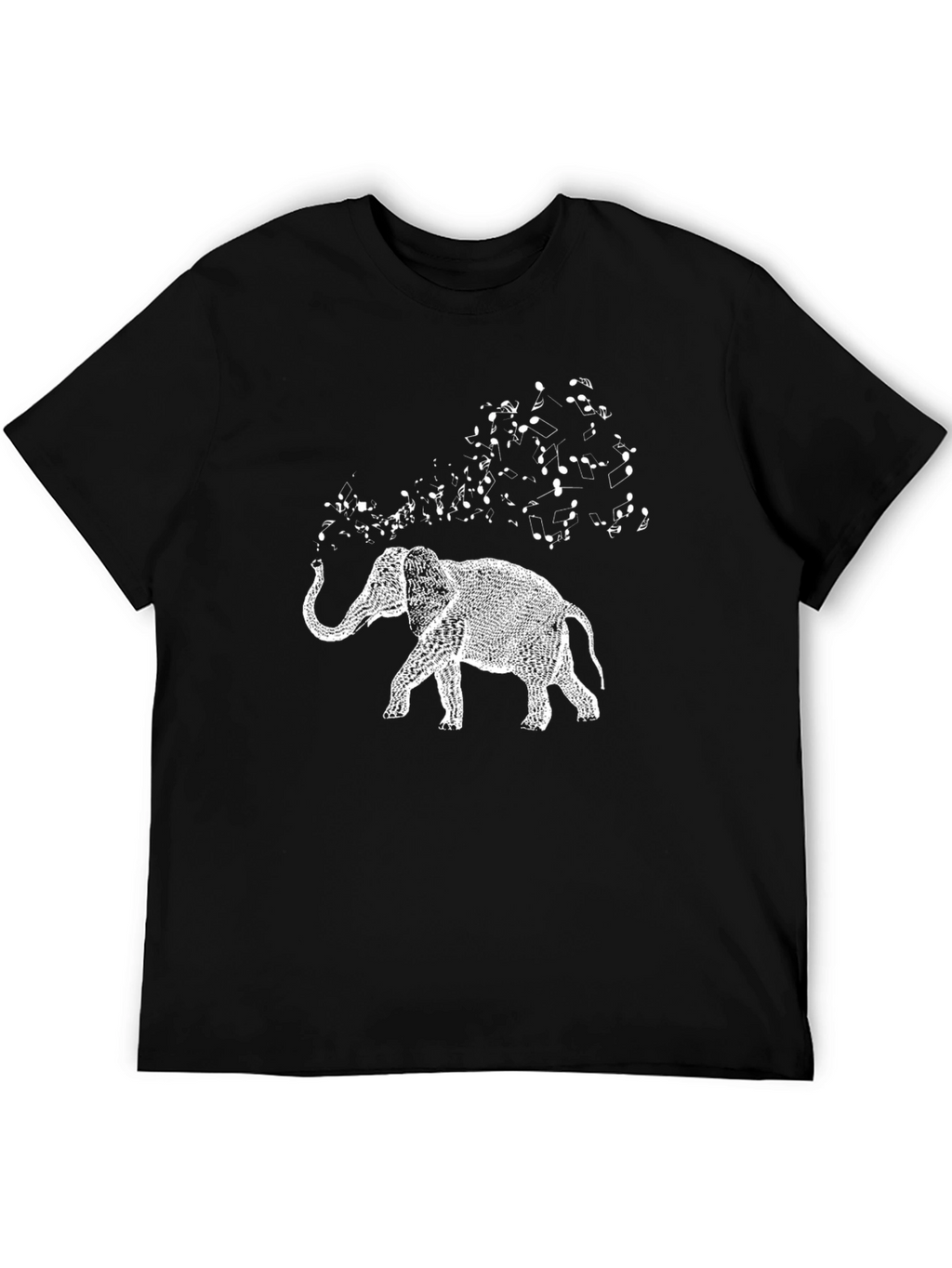 Elephant Music Graphic Tee - Black Cotton T-Shirt