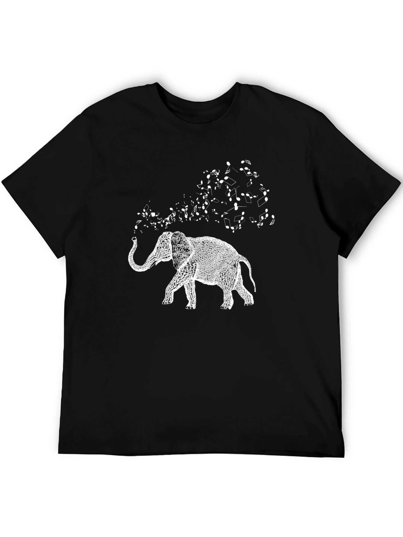 Elephant Music Graphic Tee - Black Cotton T-Shirt