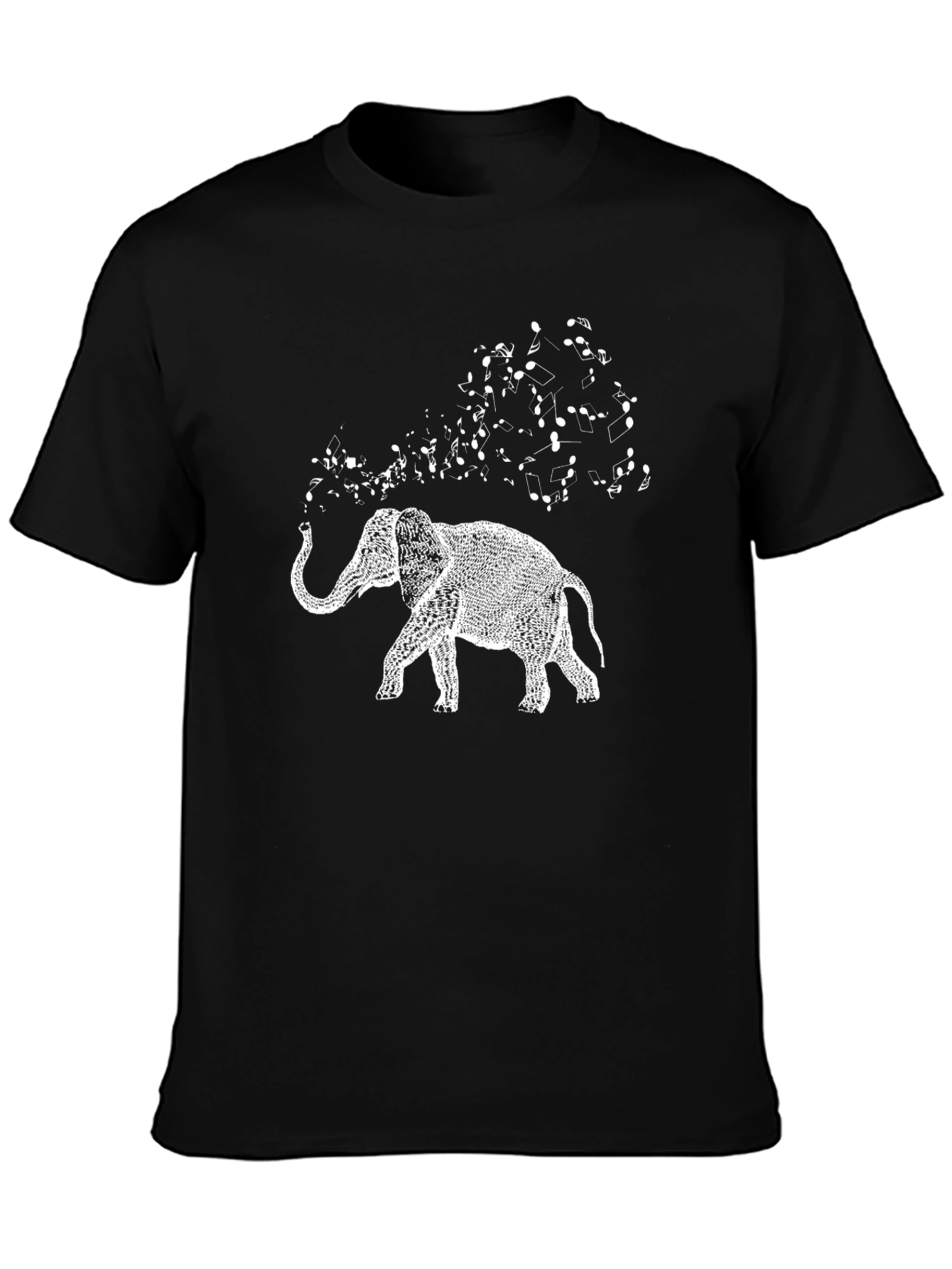 Elephant Music Graphic Tee - Black Cotton T-Shirt