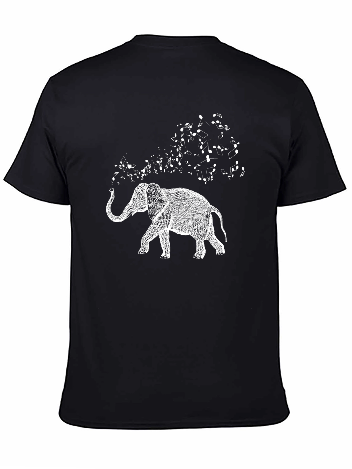 Elephant Music Graphic Tee - Black Cotton T-Shirt