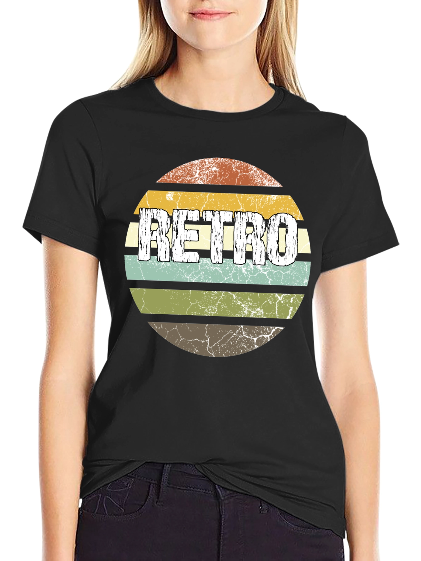 Vintage Retro T-Shirt - Distressed Circle Design