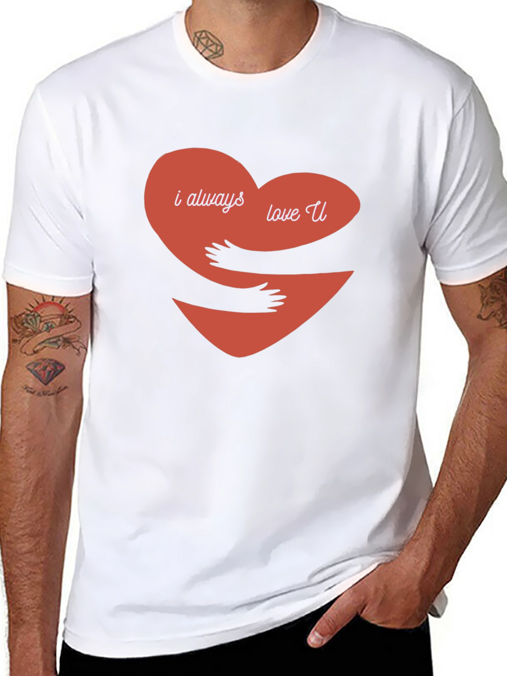I Always Love You Hug Heart Graphic Tee
