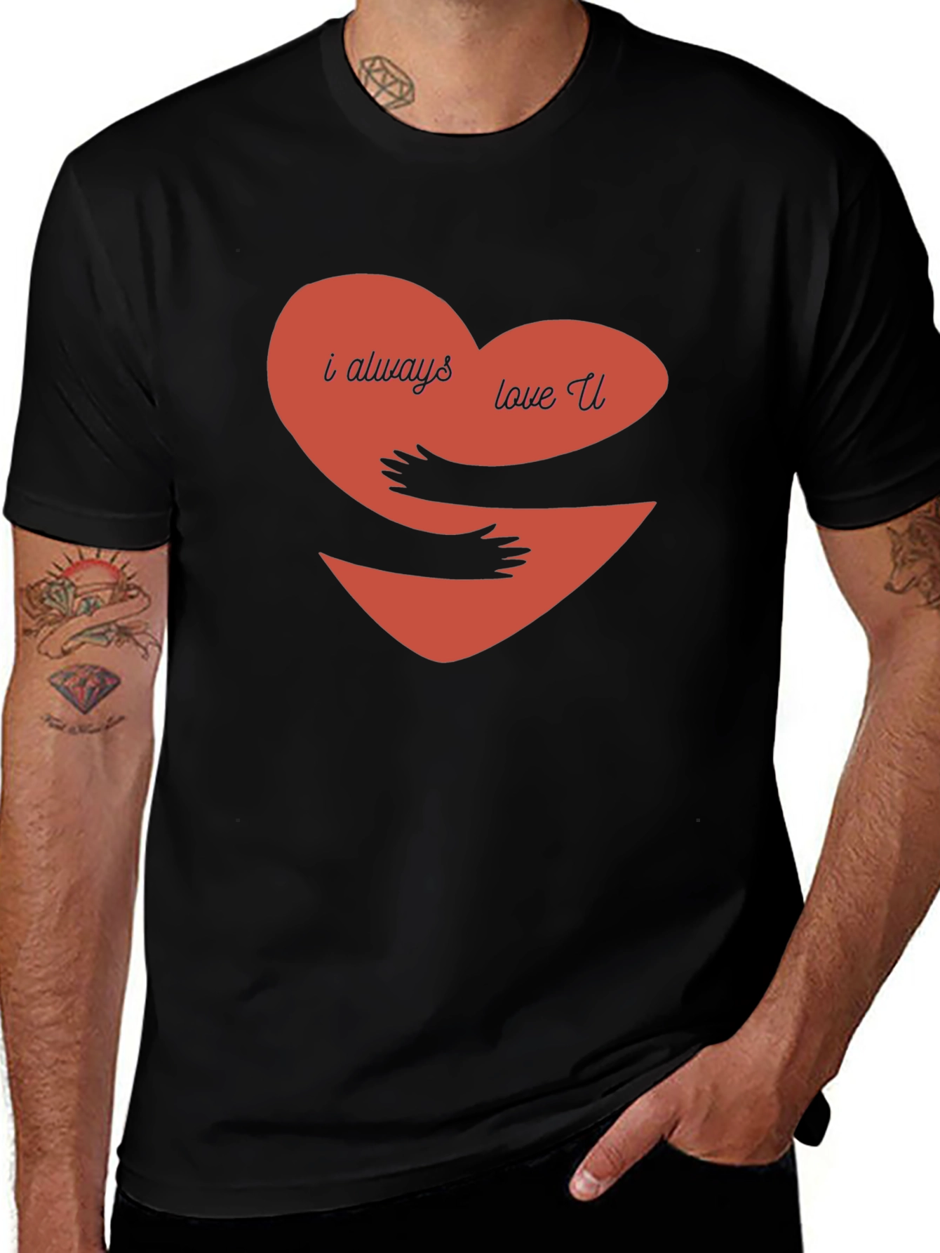 I Always Love You Hug Heart Graphic Tee
