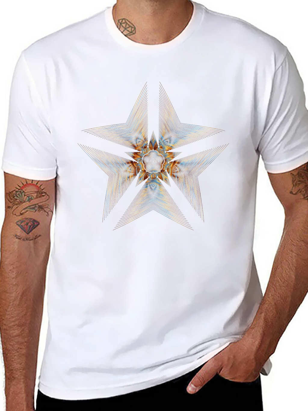 Abstract Star Graphic Black T-Shirt