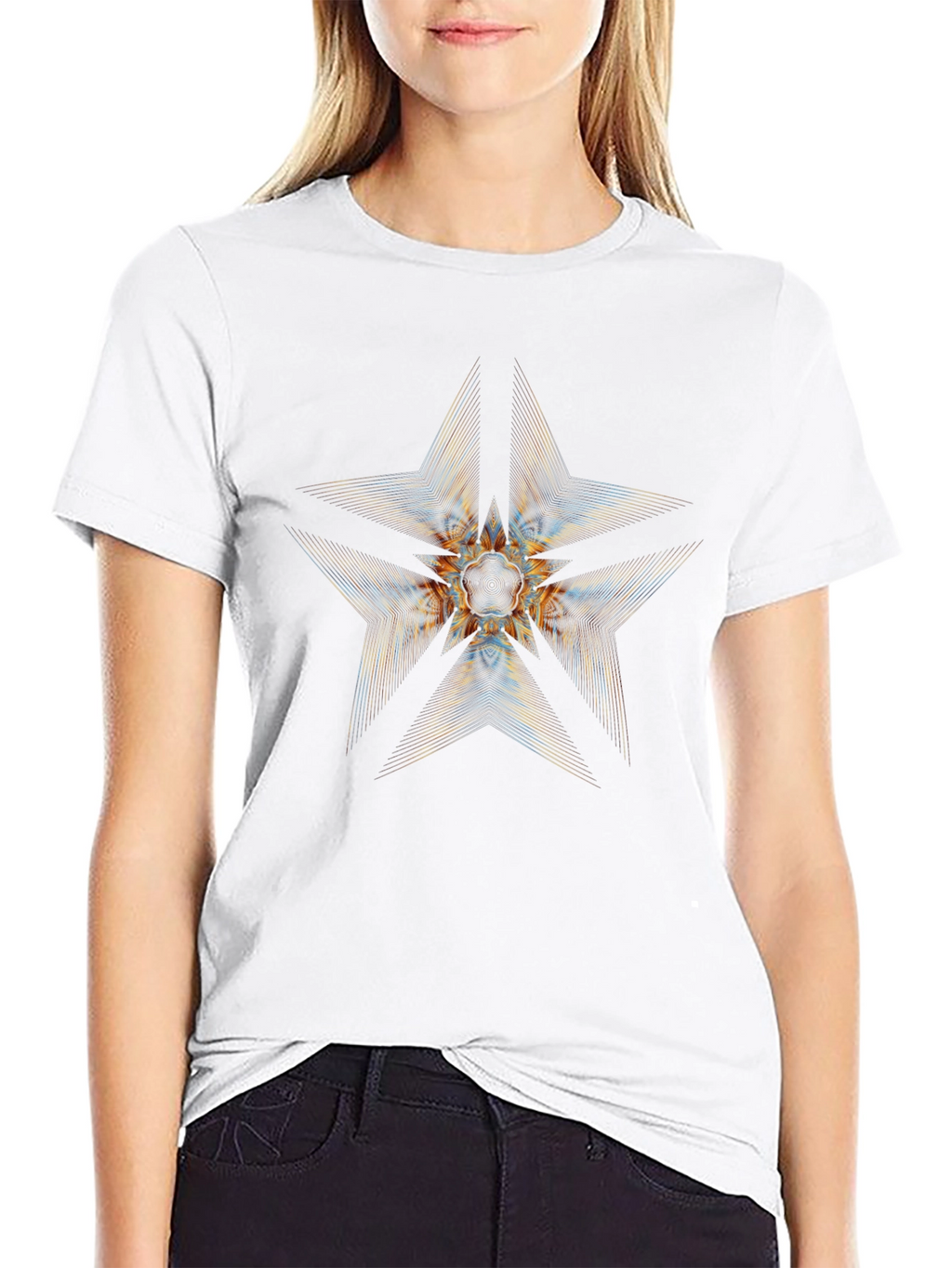 Abstract Star Graphic Black T-Shirt