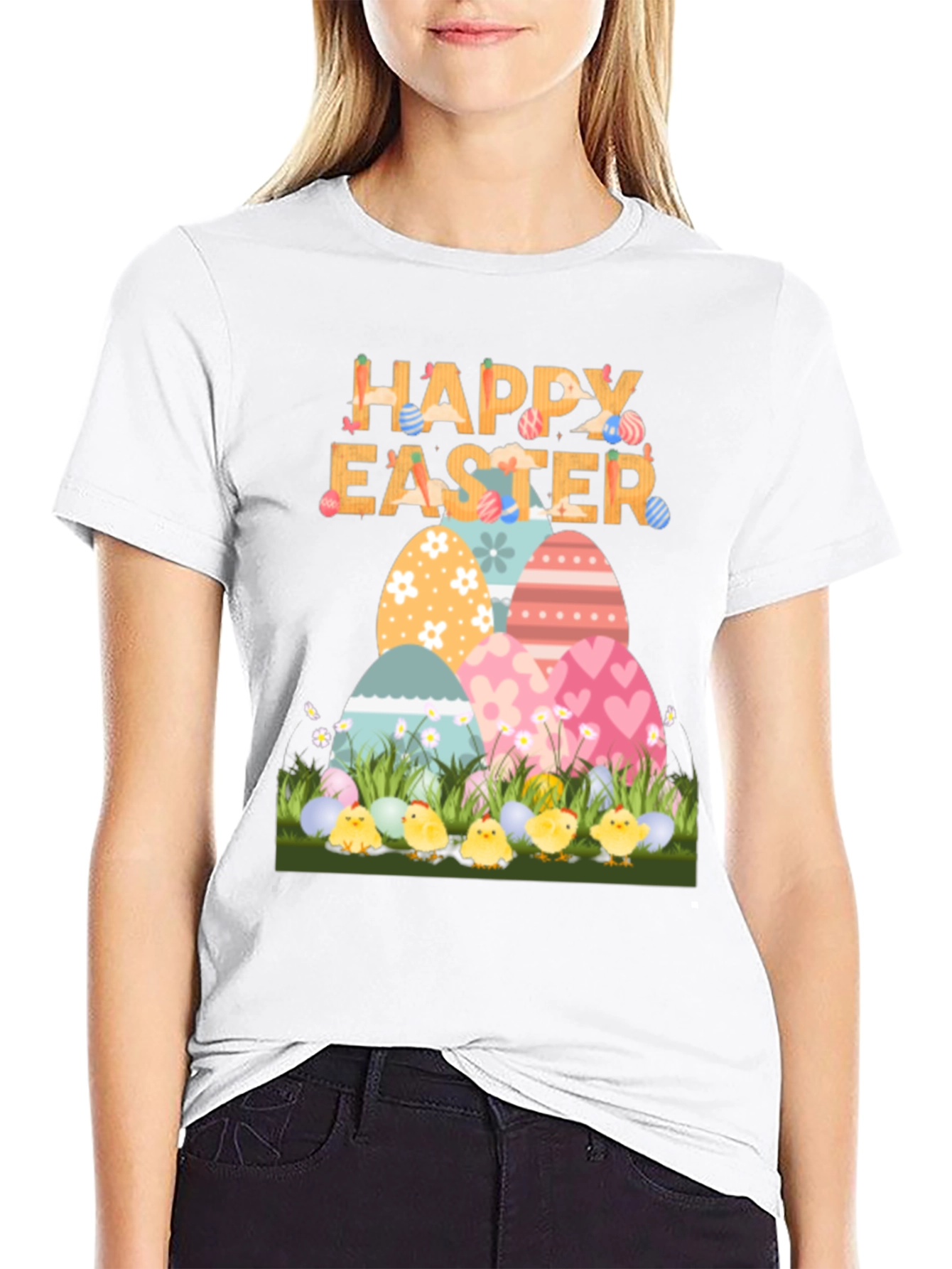 Happy Easter T-Shirt with Eggs and Chicks