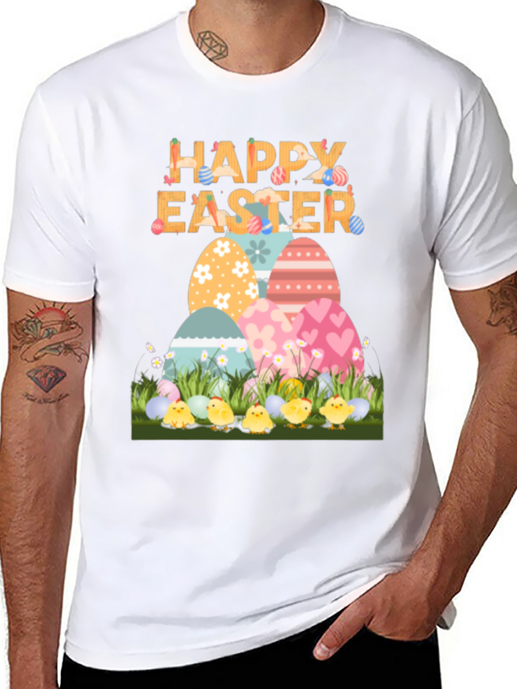 Happy Easter T-Shirt with Eggs and Chicks