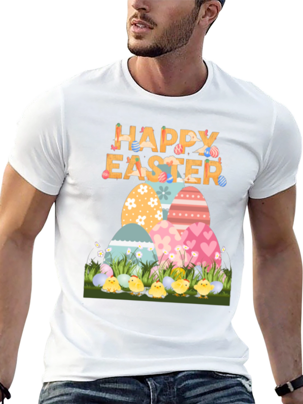 Happy Easter T-Shirt with Eggs and Chicks