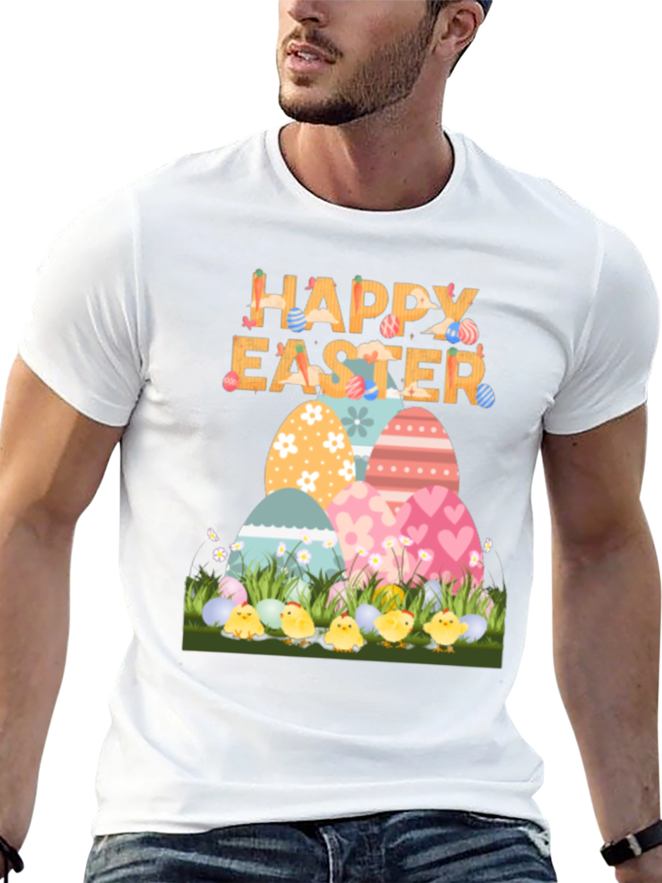 Happy Easter T-Shirt with Eggs and Chicks