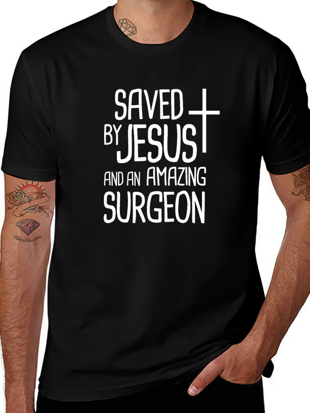 Saved By Jesus & Amazing Surgeon Graphic Tee