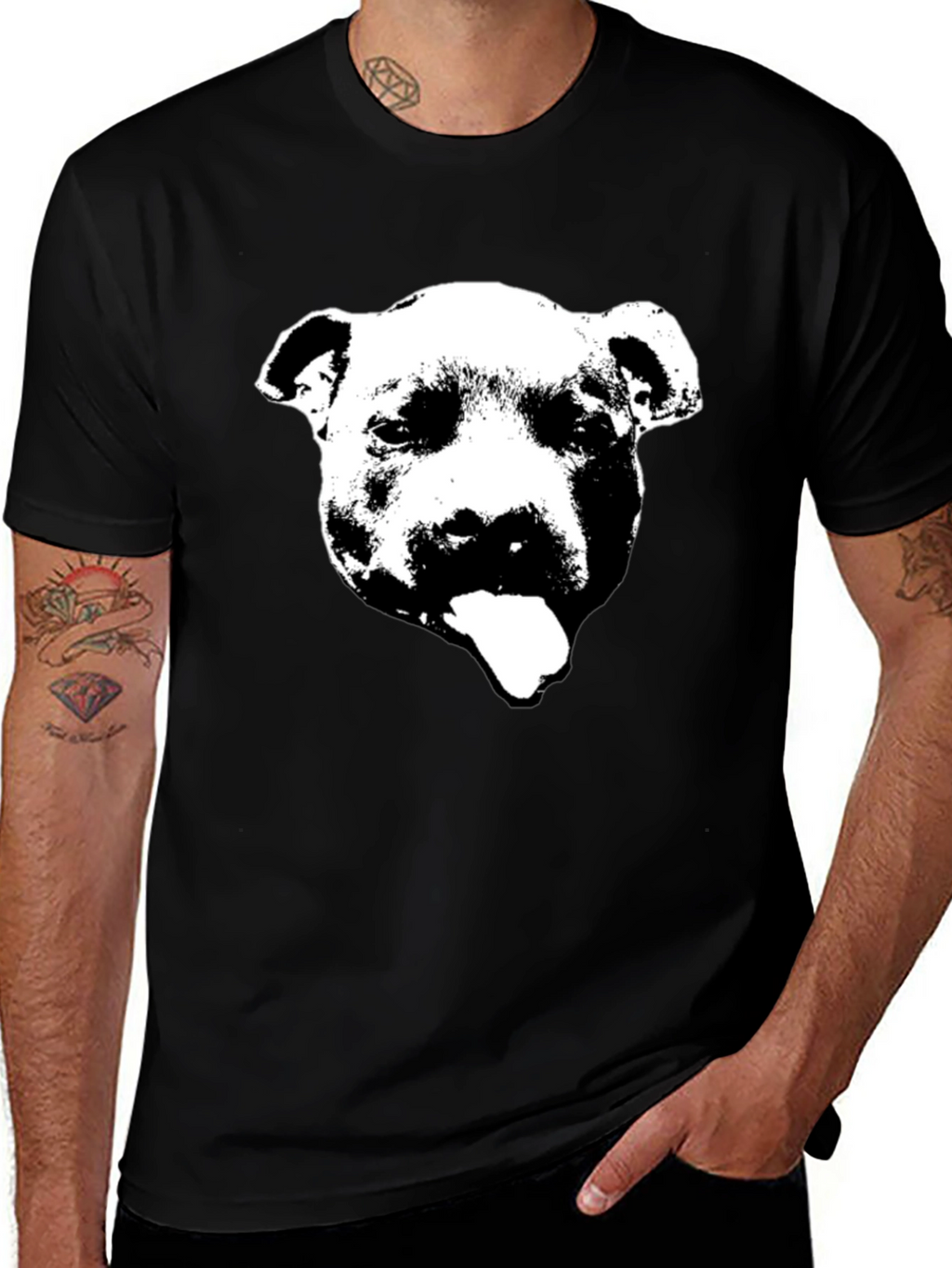Black Pitbull Graphic T-Shirt - Crew Neck