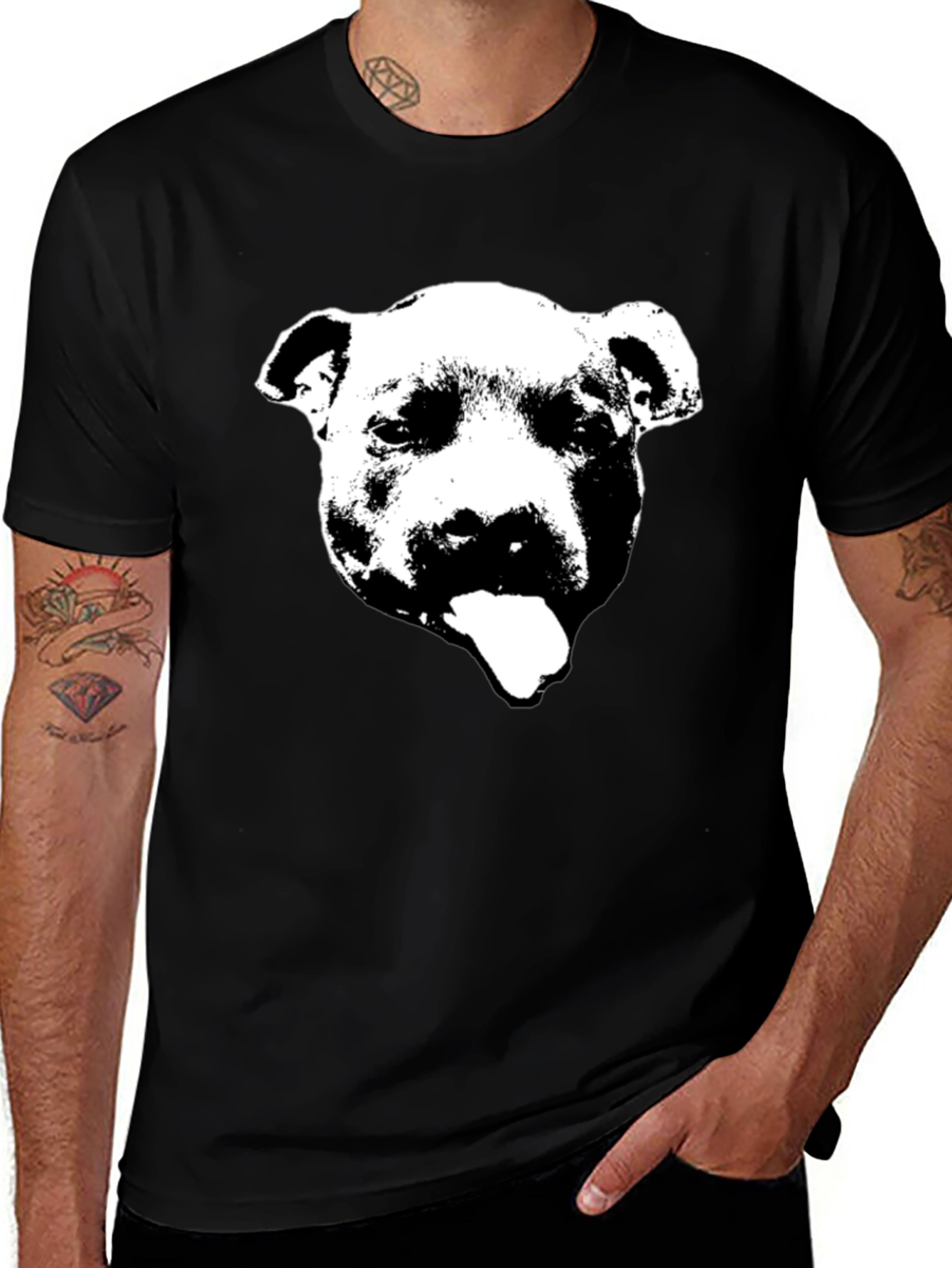 Black Pitbull Graphic T-Shirt - Crew Neck