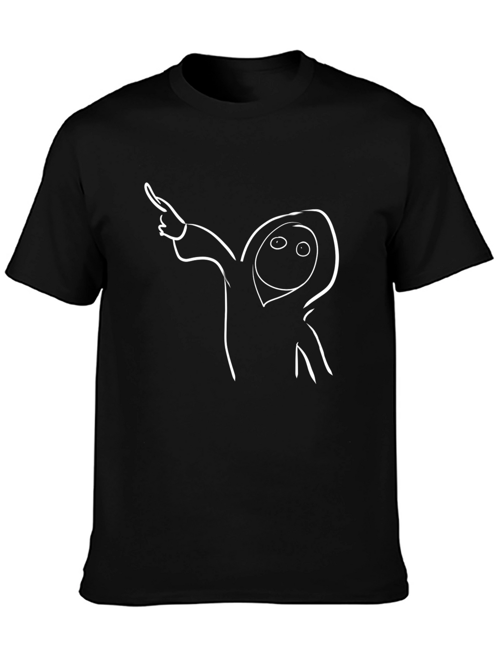 Novelty Hooded Figure Graphic Black T-Shirt