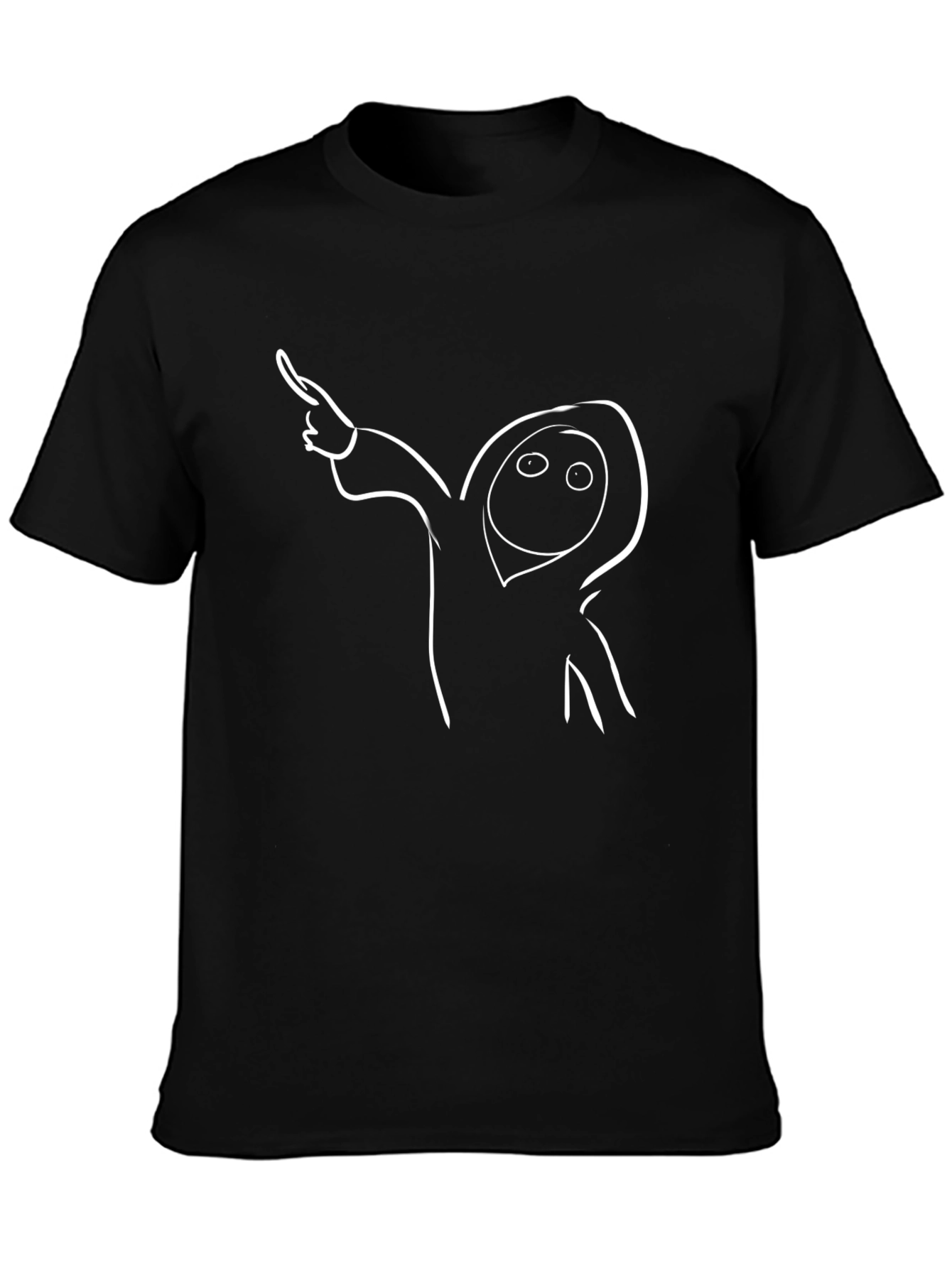 Novelty Hooded Figure Graphic Black T-Shirt