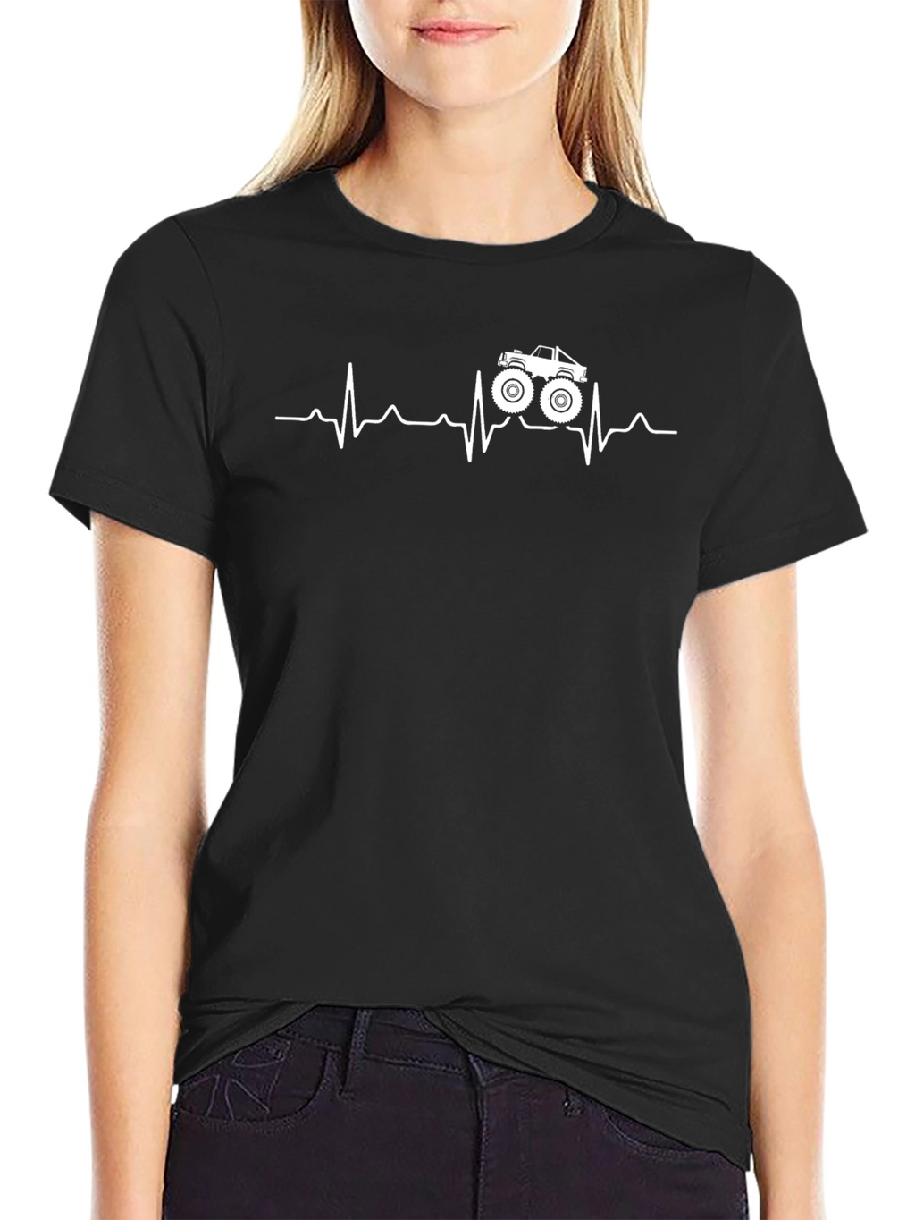 Monster Truck Heartbeat T-Shirt - Black