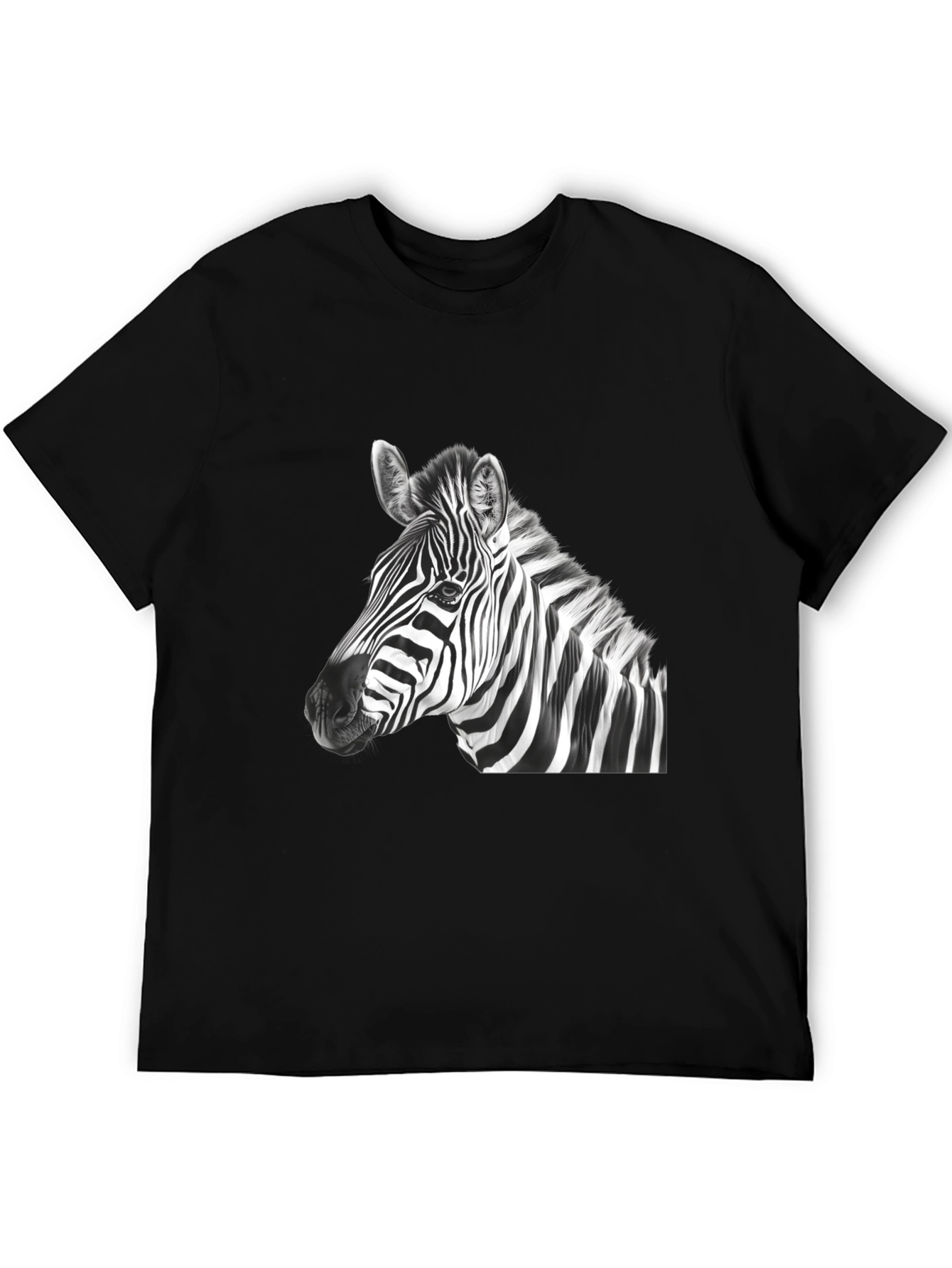 Zebra Graphic Print Mens Black T-Shirt