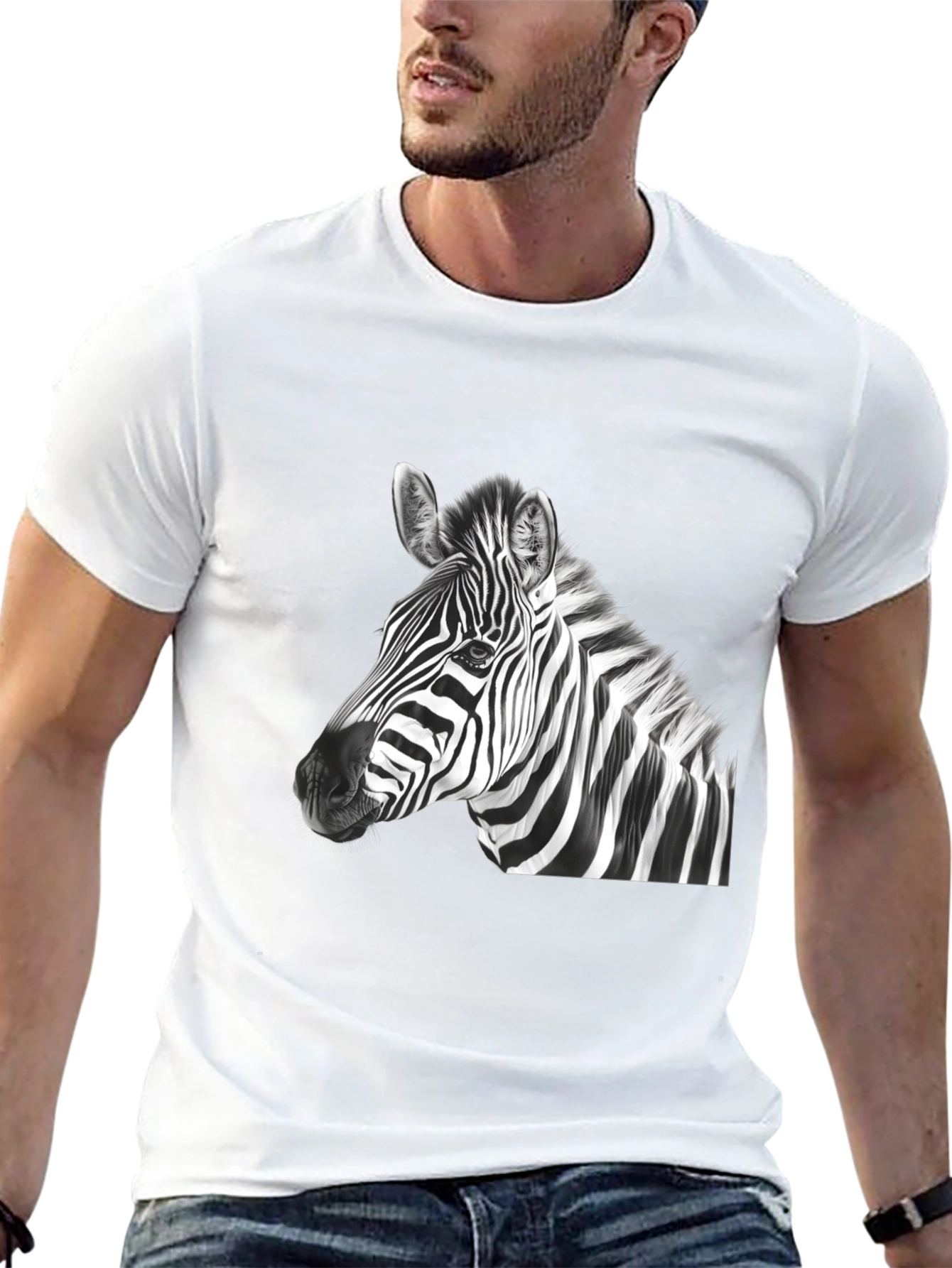 Zebra Graphic Print Mens Black T-Shirt