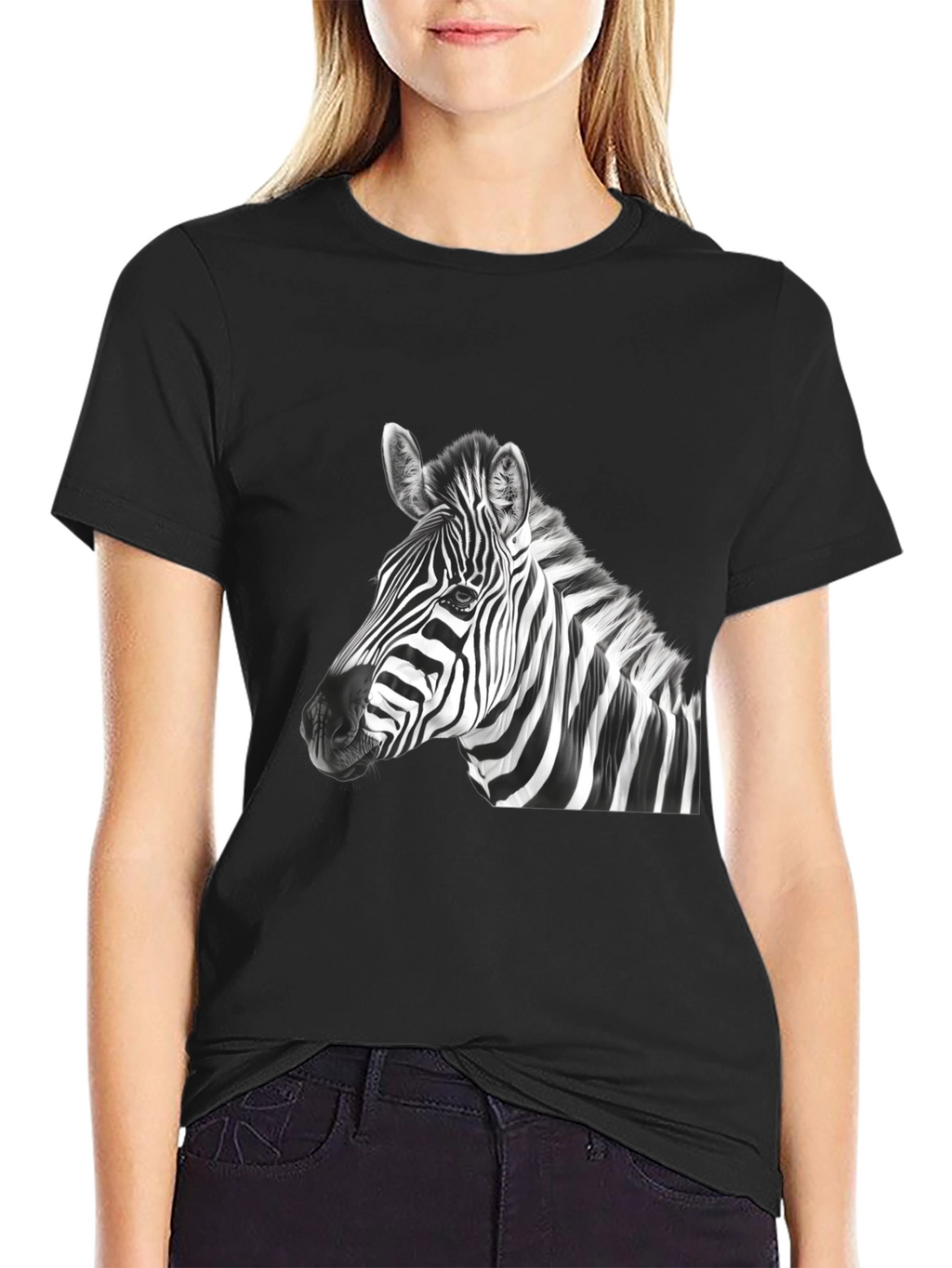 Zebra Graphic Print Mens Black T-Shirt
