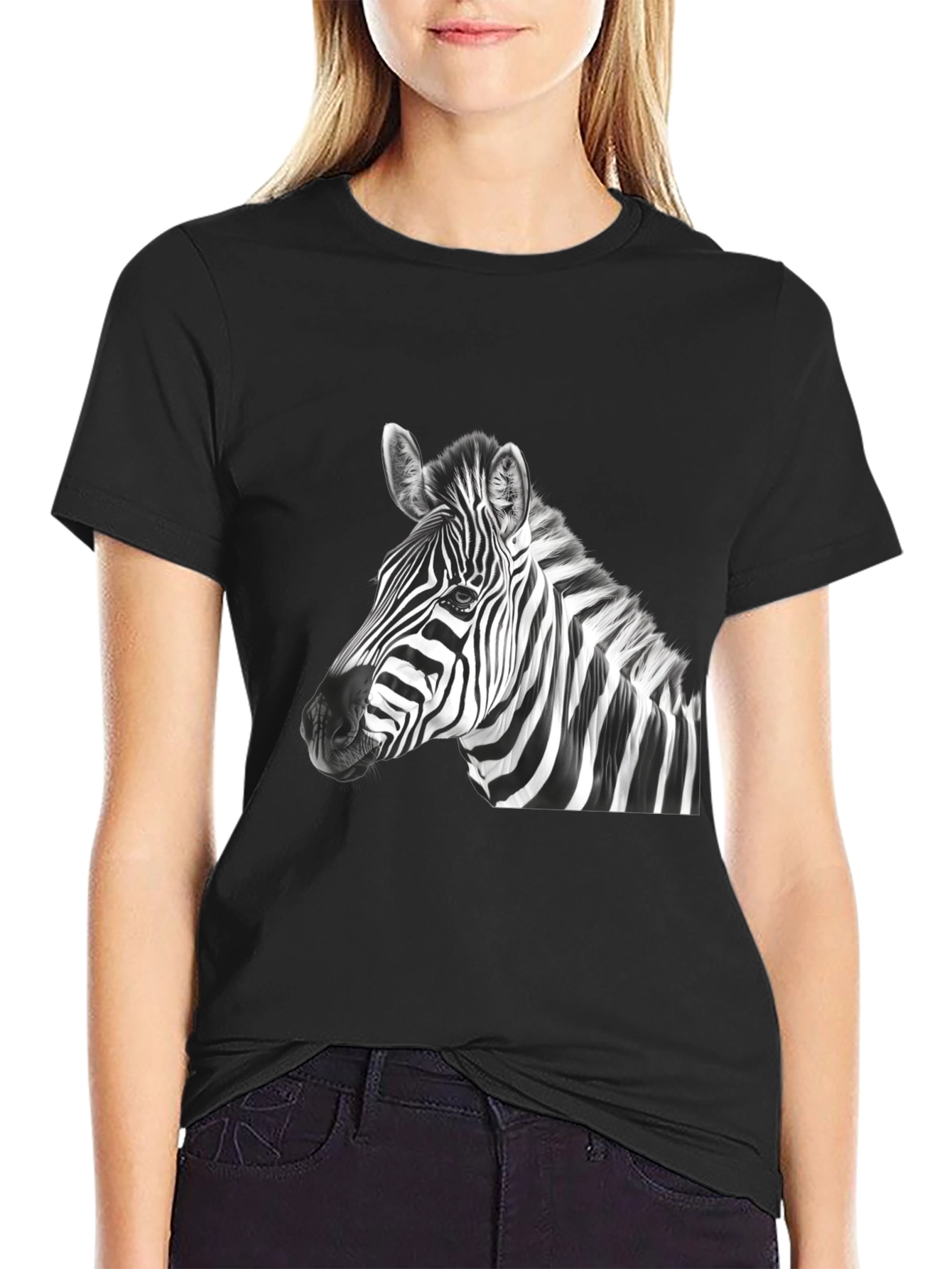 Zebra Graphic Print Mens Black T-Shirt