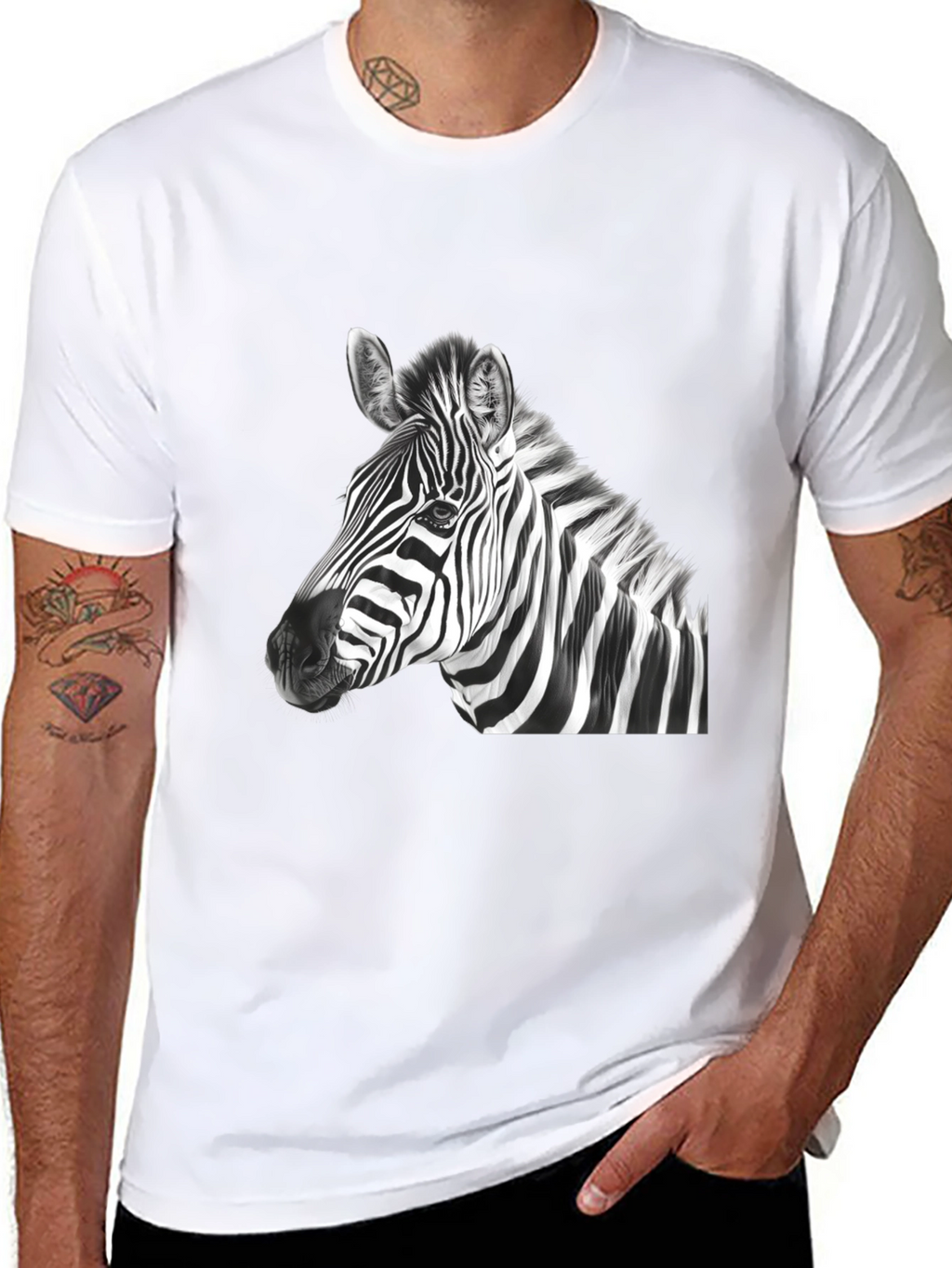 Zebra Graphic Print Mens Black T-Shirt
