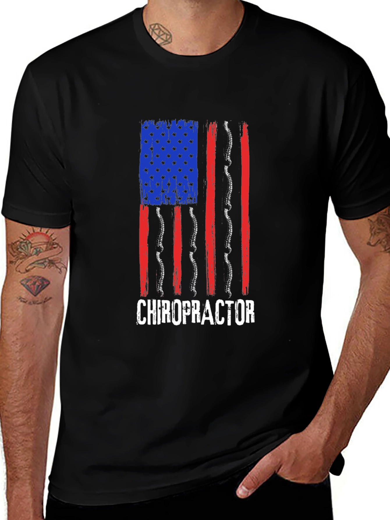 Chiropractor American Flag T-Shirt