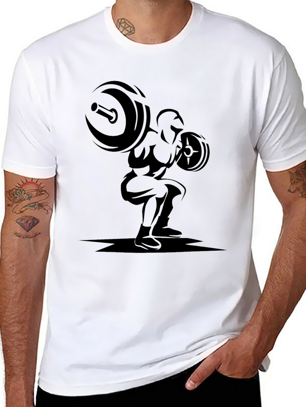 Mens Black Graphic T-Shirt - Weightlifter Design