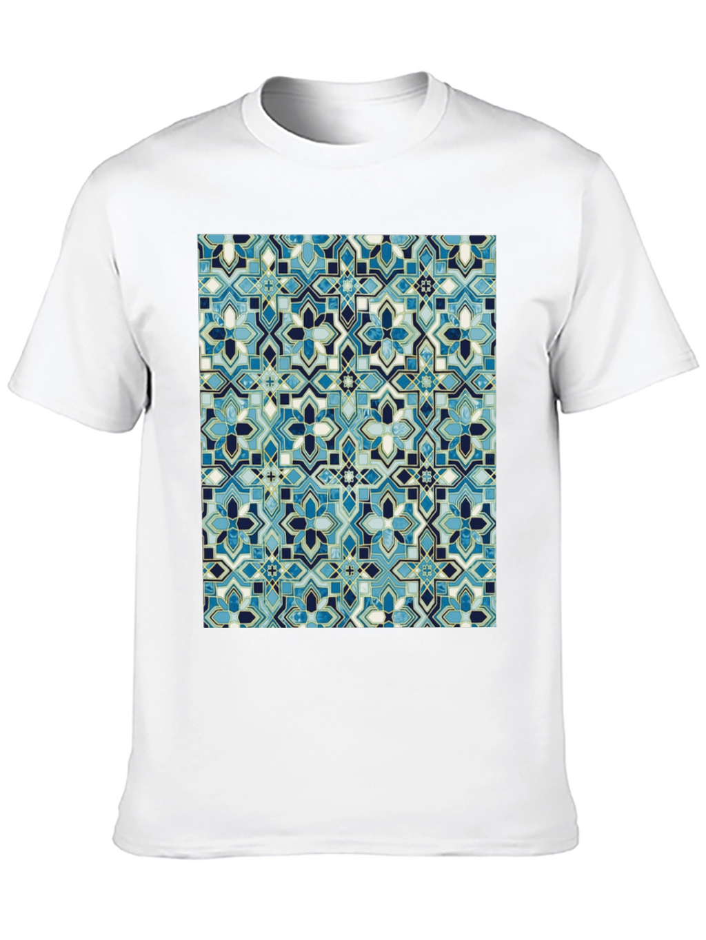 Blue Mosaic Pattern T-Shirt