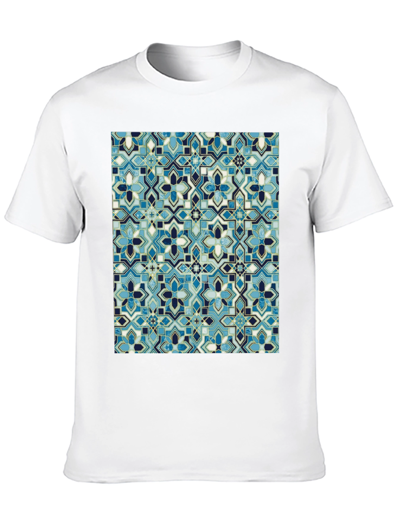 Blue Mosaic Pattern T-Shirt