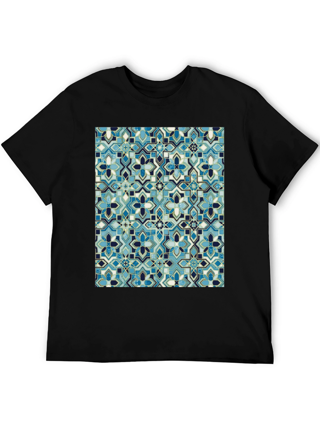 Blue Mosaic Pattern T-Shirt