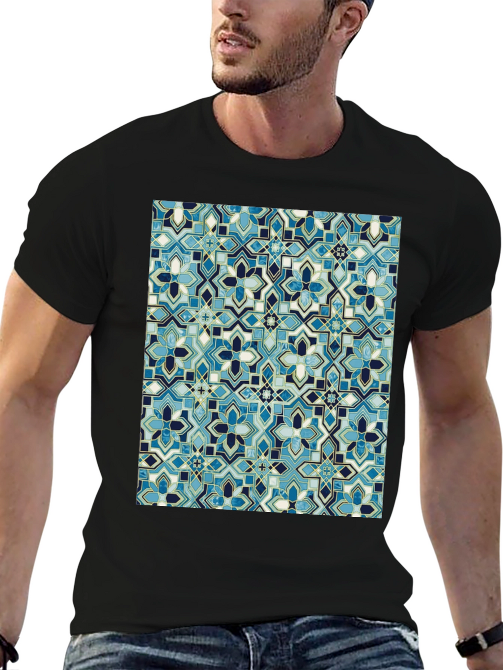 Blue Mosaic Pattern T-Shirt