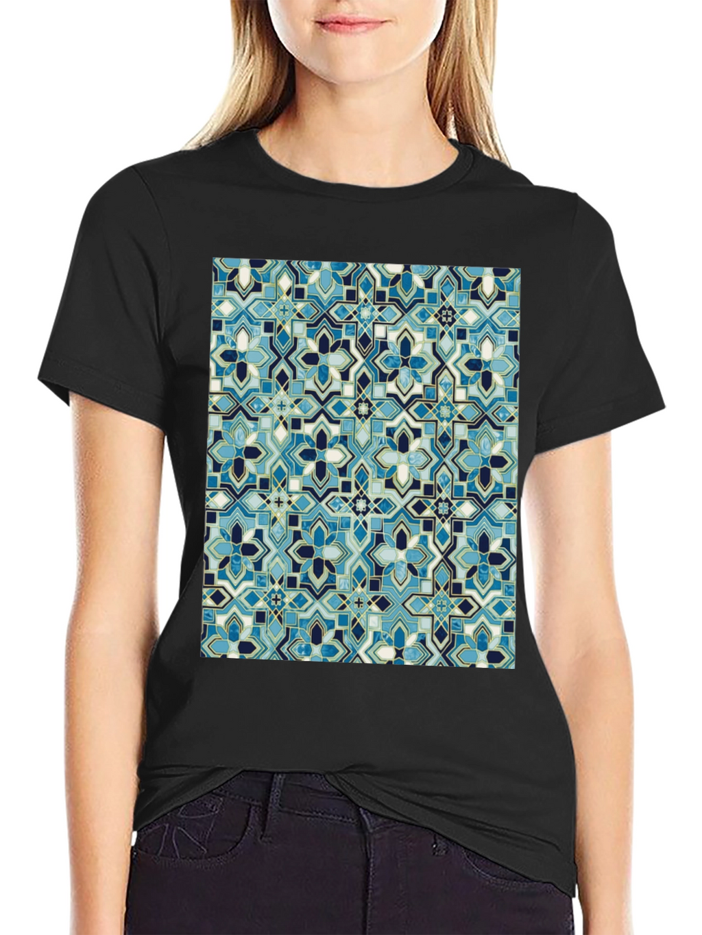 Blue Mosaic Pattern T-Shirt