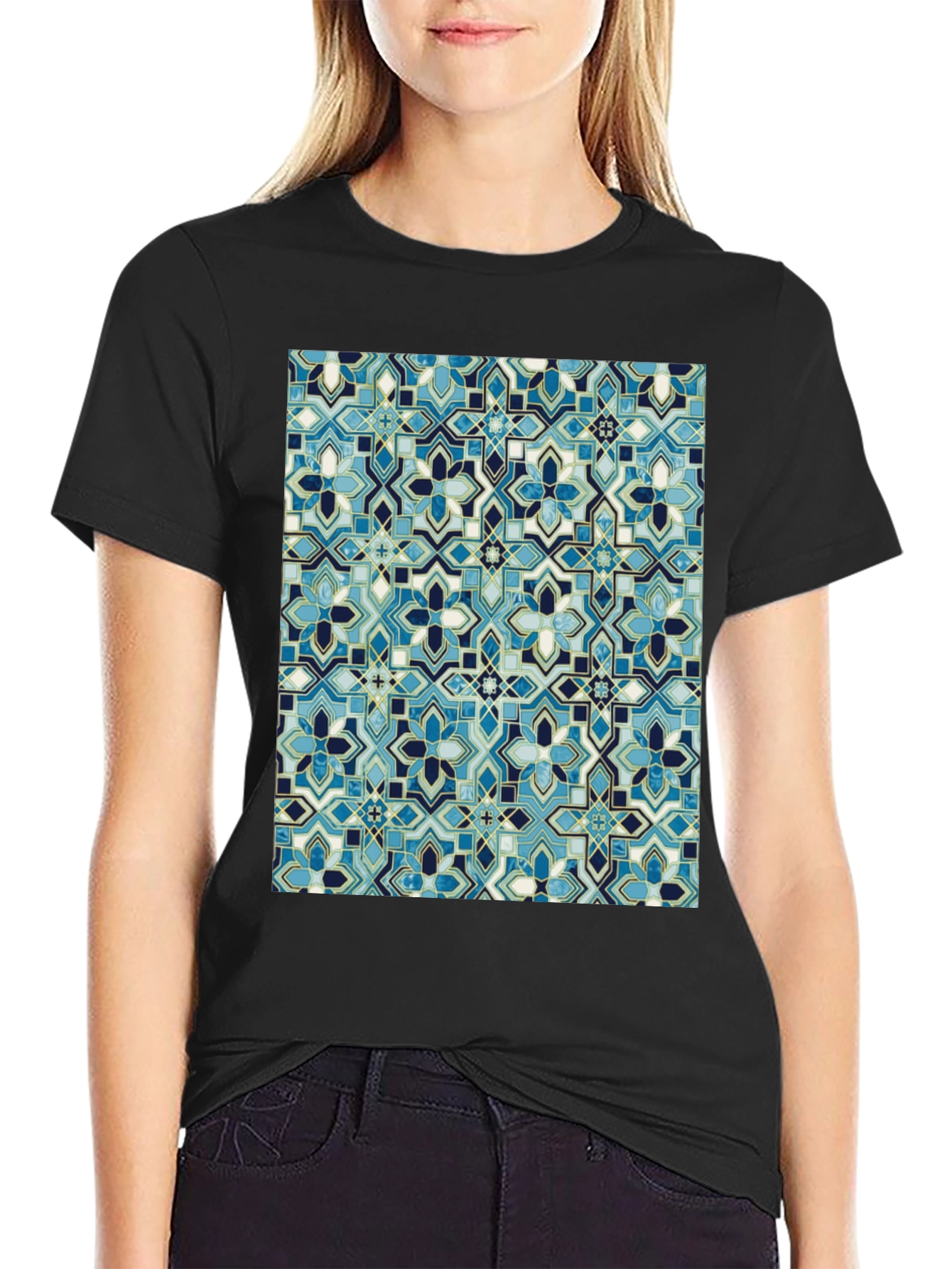 Blue Mosaic Pattern T-Shirt
