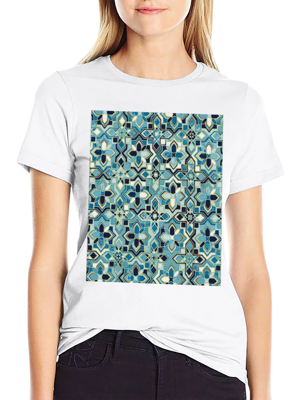 Blue Mosaic Pattern T-Shirt