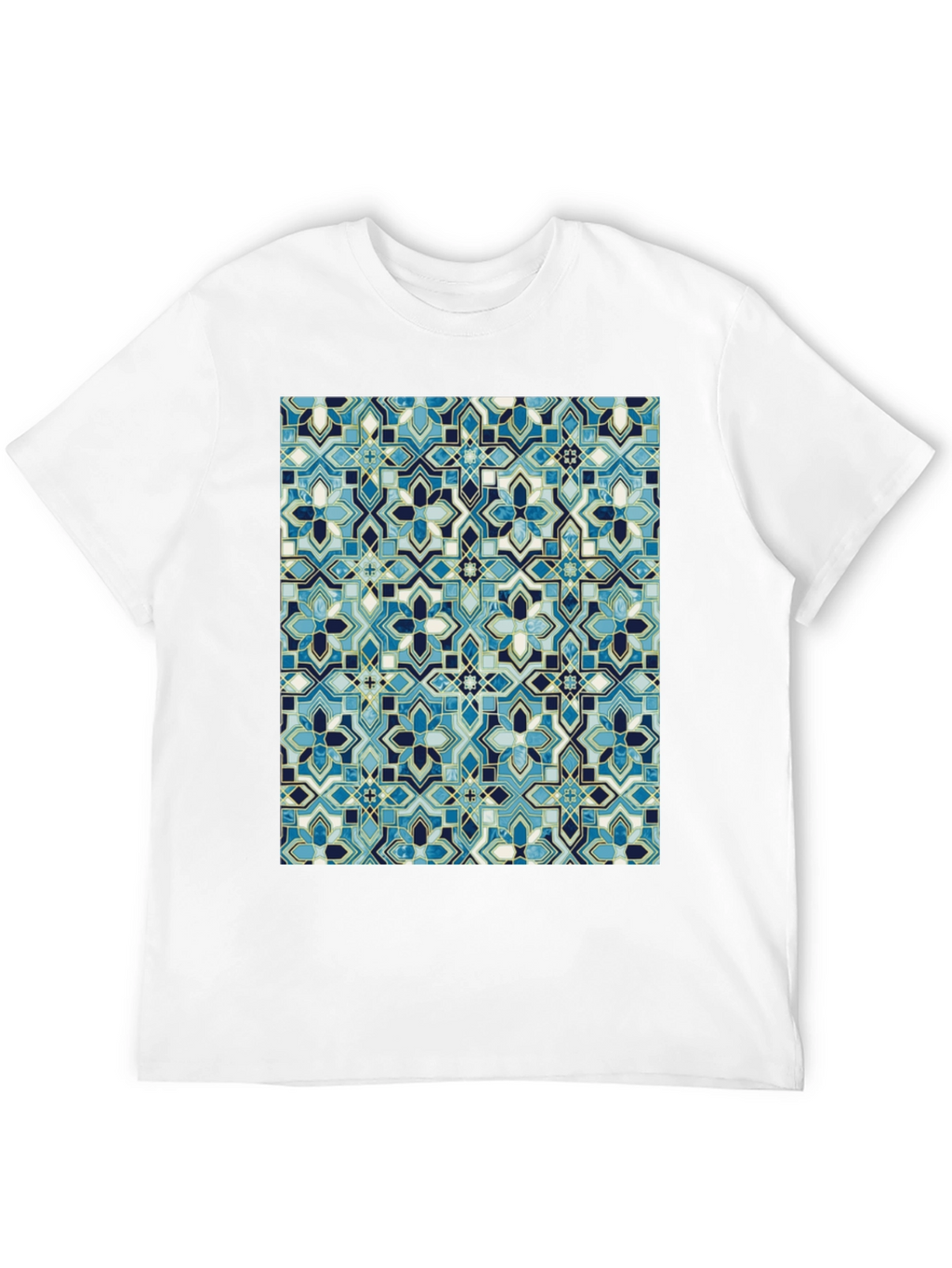 Blue Mosaic Pattern T-Shirt