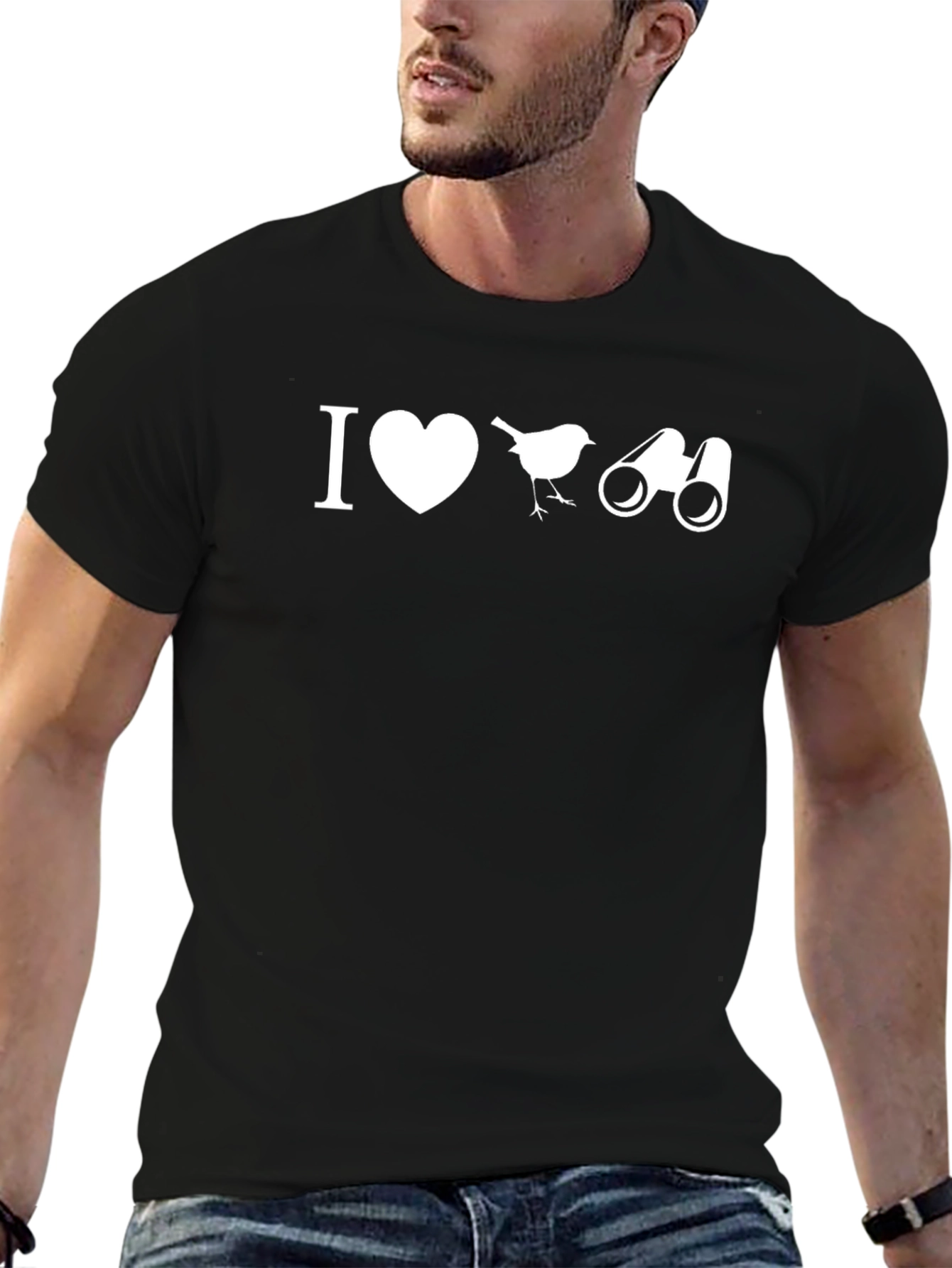 I Love Birdwatching T-Shirt: Binoculars & Bird Graphic Tee