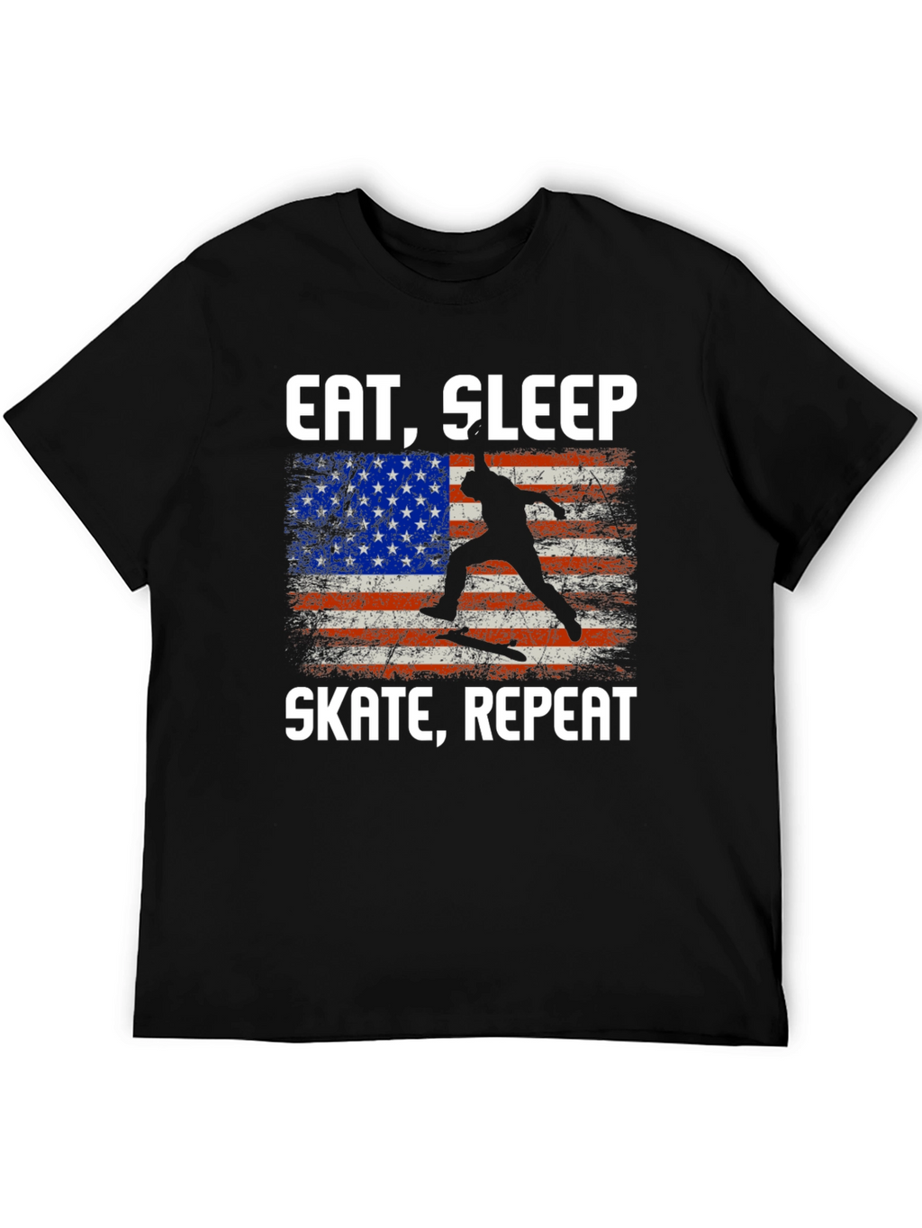 Eat Sleep Skate Repeat USA Flag T-Shirt