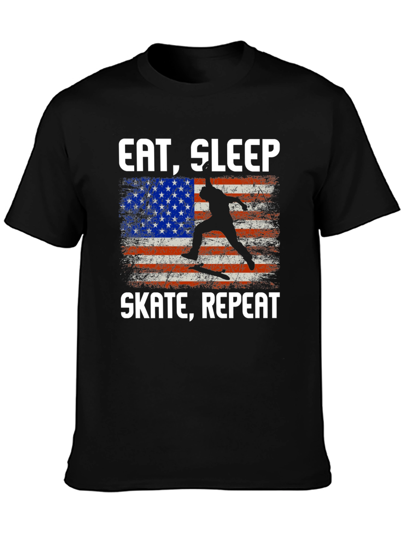 Eat Sleep Skate Repeat USA Flag T-Shirt