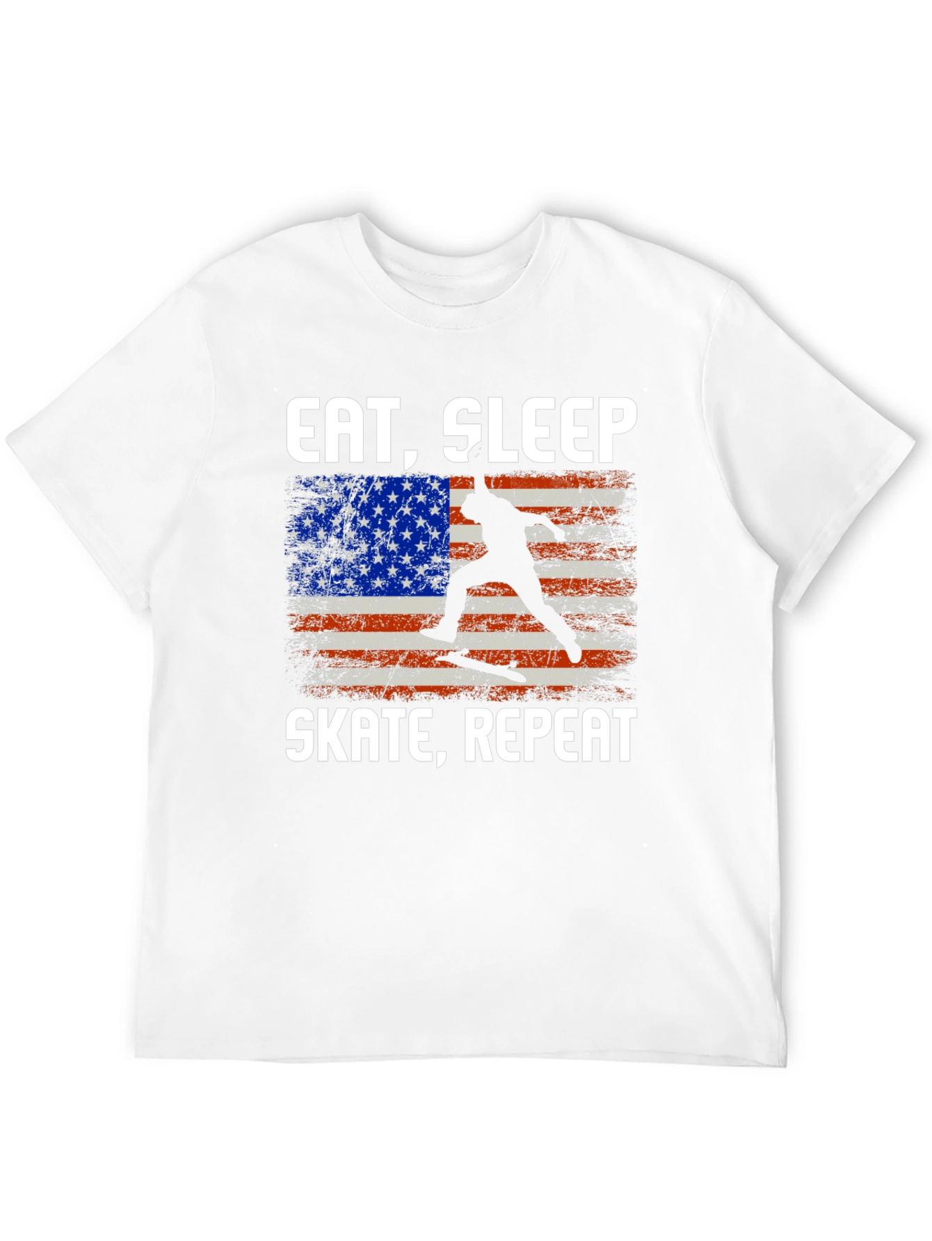 Eat Sleep Skate Repeat USA Flag T-Shirt