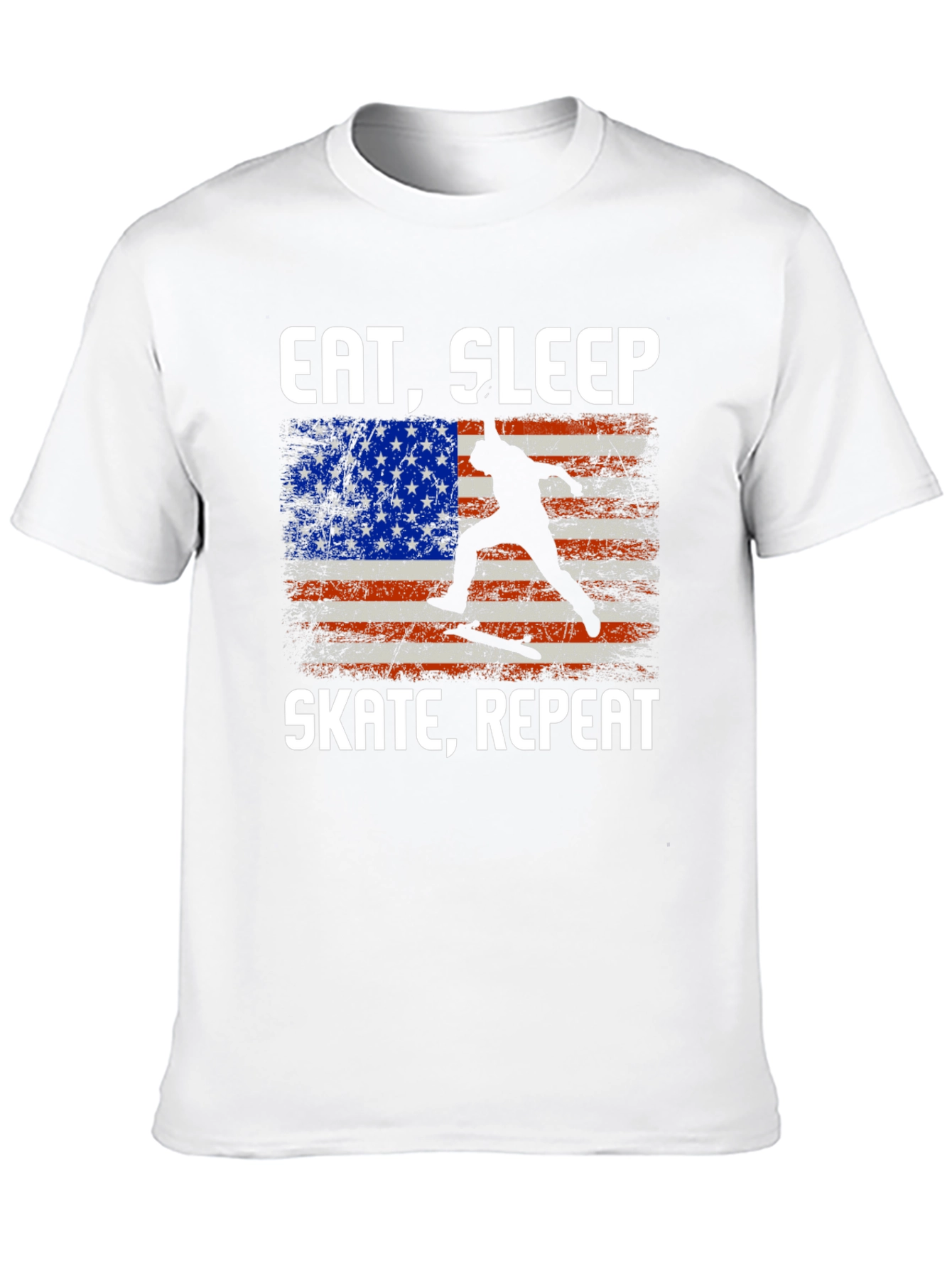 Eat Sleep Skate Repeat USA Flag T-Shirt