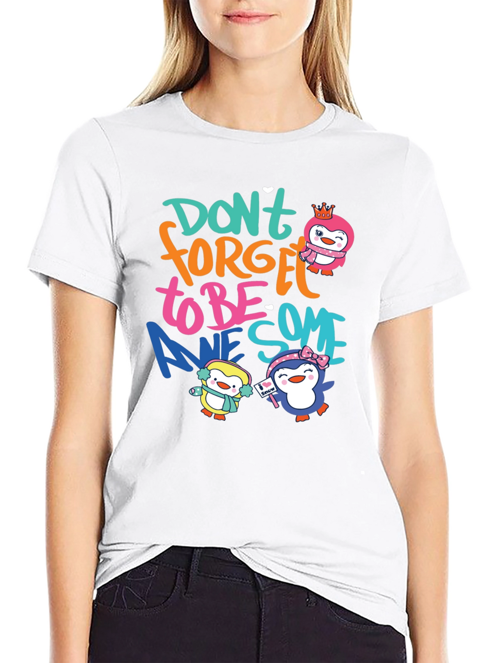 Dont Forget To Be Awesome Penguin Black T-Shirt