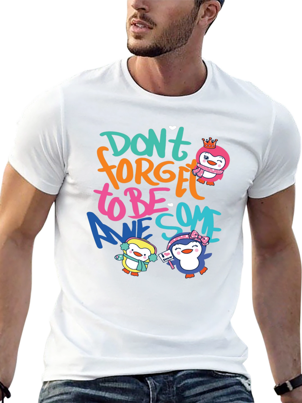 Dont Forget To Be Awesome Penguin Black T-Shirt
