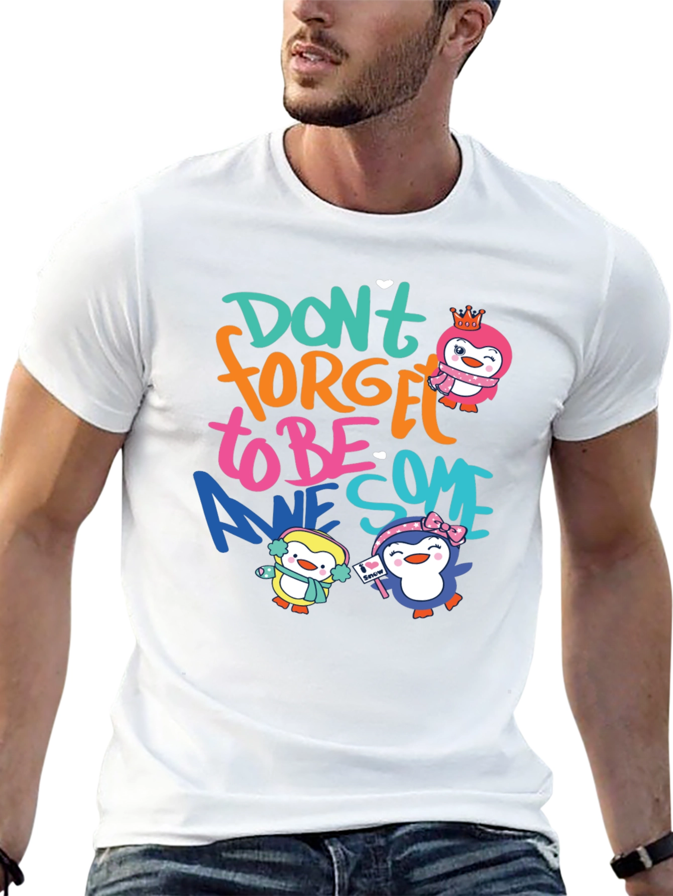 Dont Forget To Be Awesome Penguin Black T-Shirt