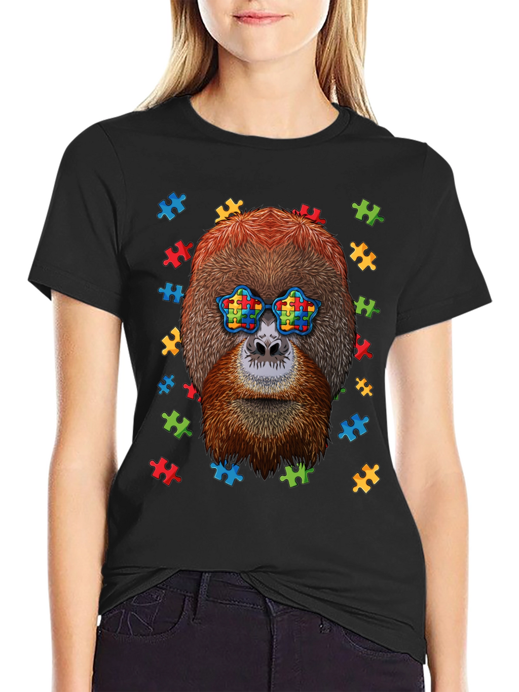 Autism Awareness Orangutan Puzzle Piece T-Shirt