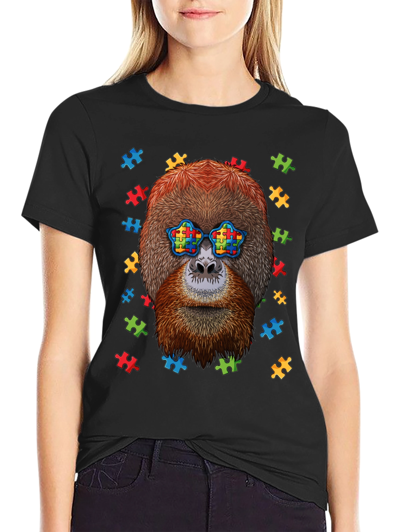 Autism Awareness Orangutan Puzzle Piece T-Shirt