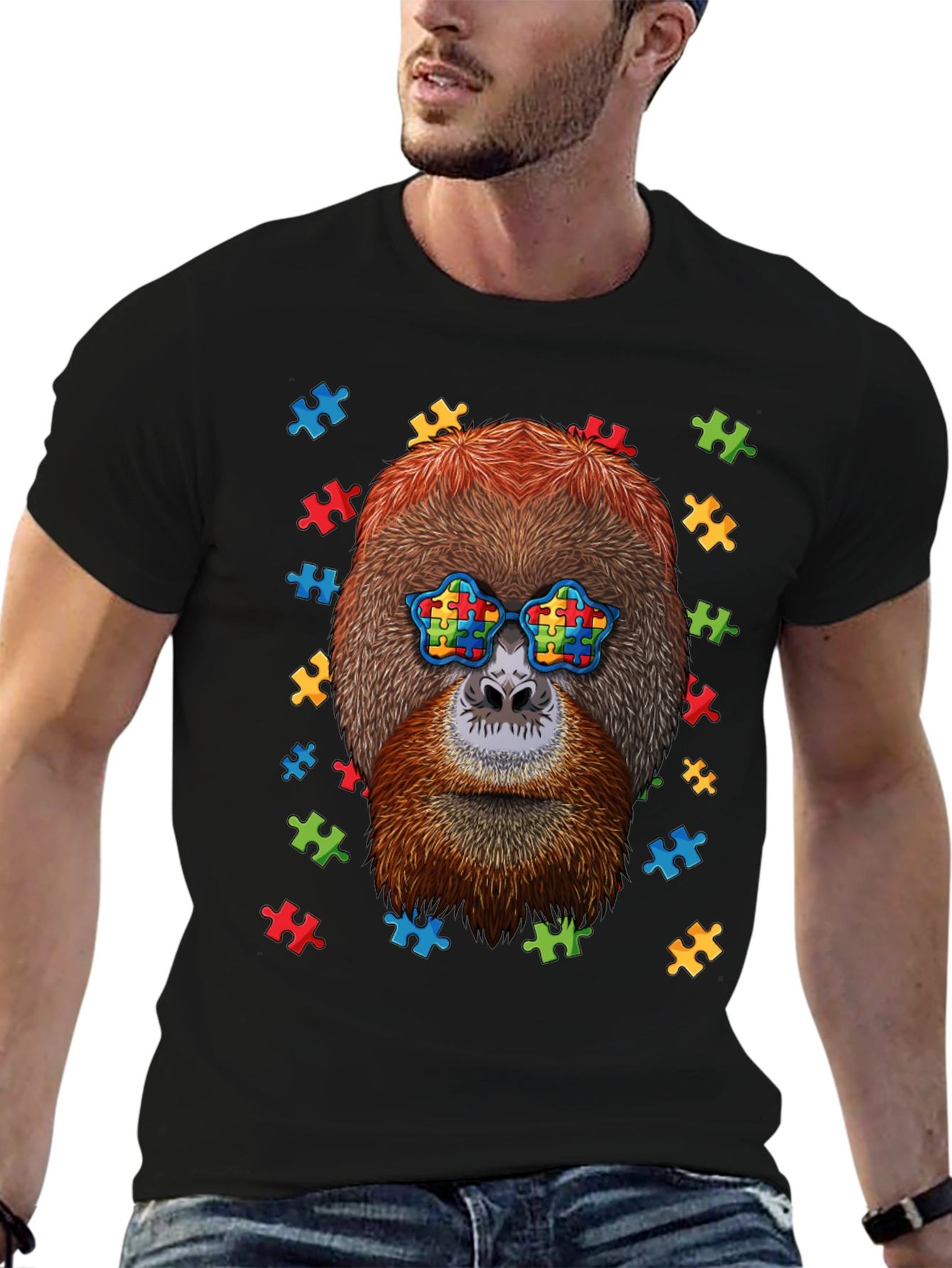 Autism Awareness Orangutan Puzzle Piece T-Shirt