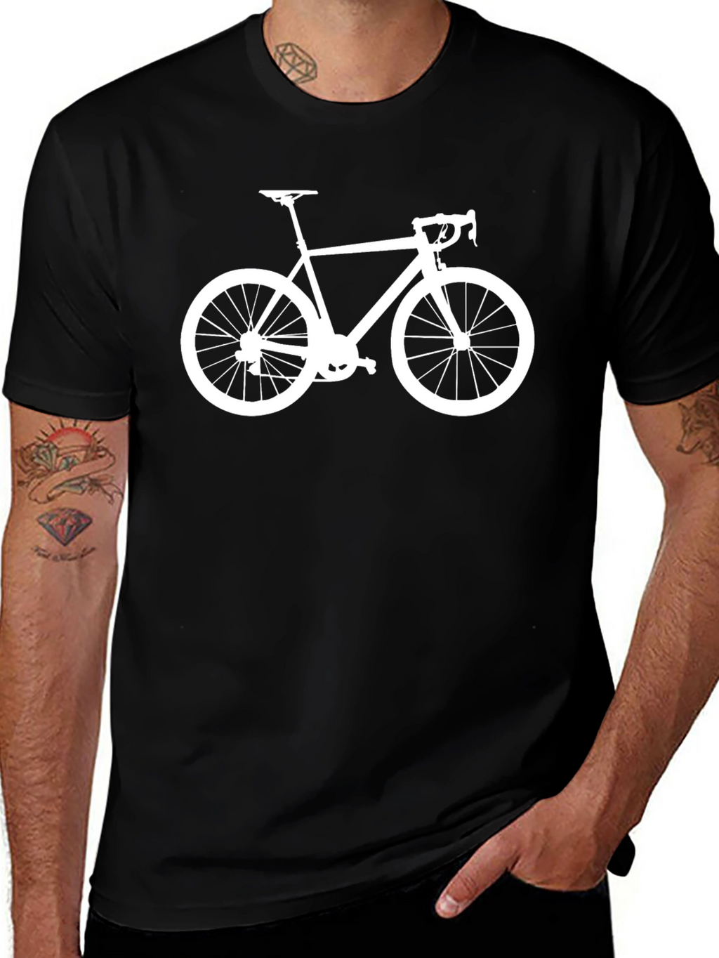 Mens Black Bike Graphic Tee - Cycling Enthusiast Shirt
