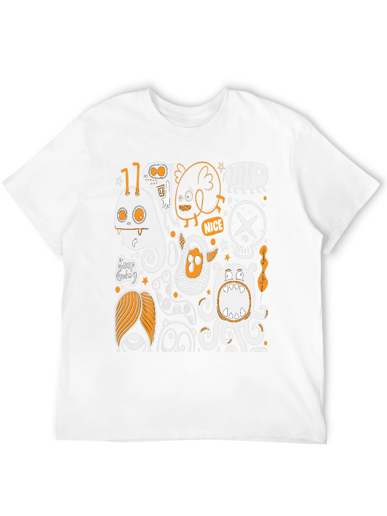 Monster Doodle Graphic Tee - Black Cotton T-Shirt