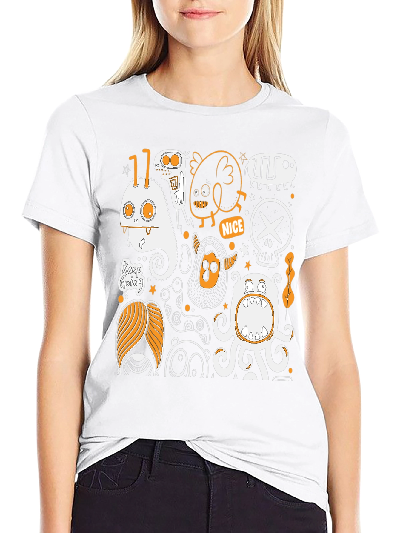 Monster Doodle Graphic Tee - Black Cotton T-Shirt