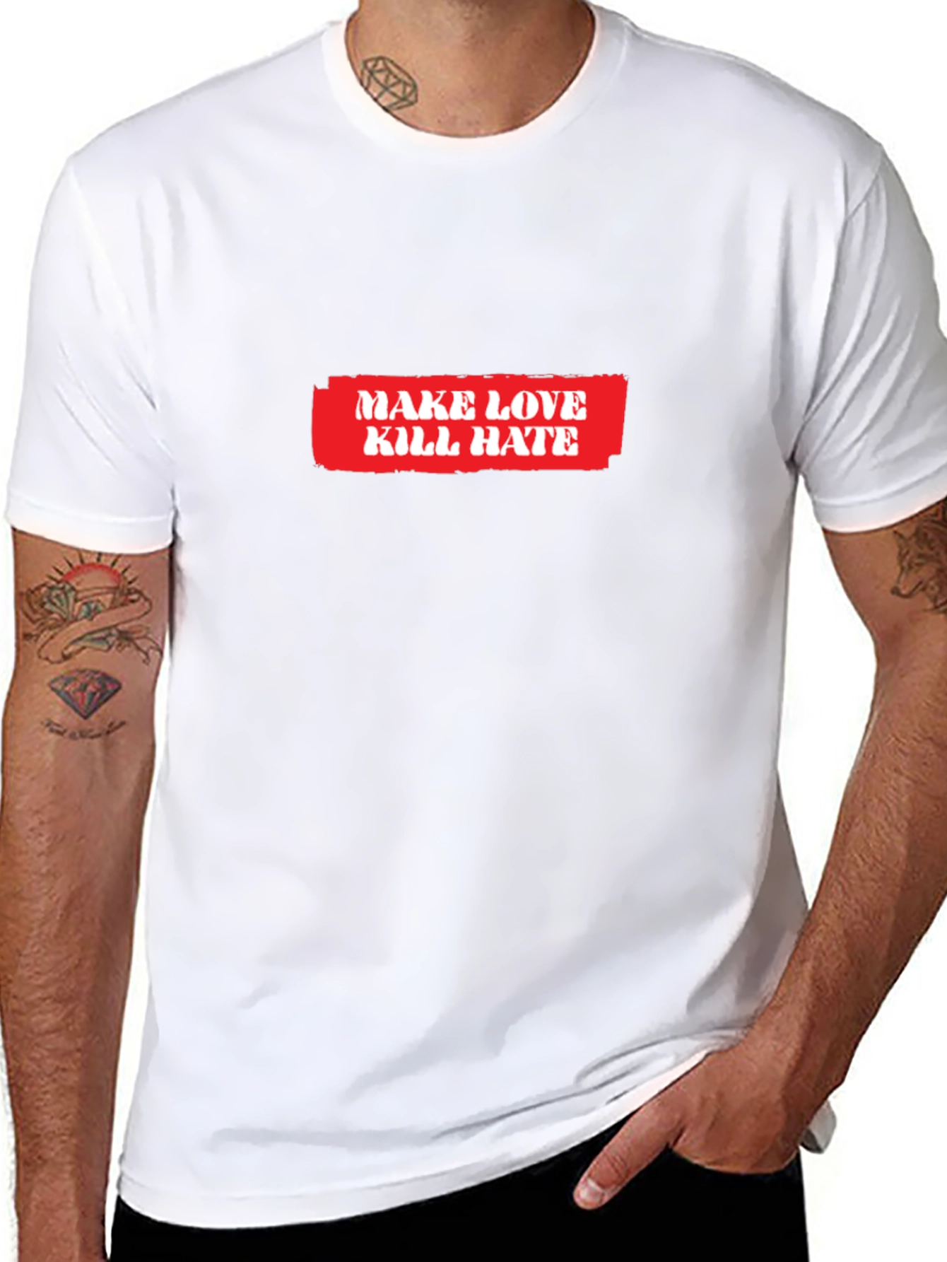 Make Love Kill Hate Graphic T-Shirt - Black